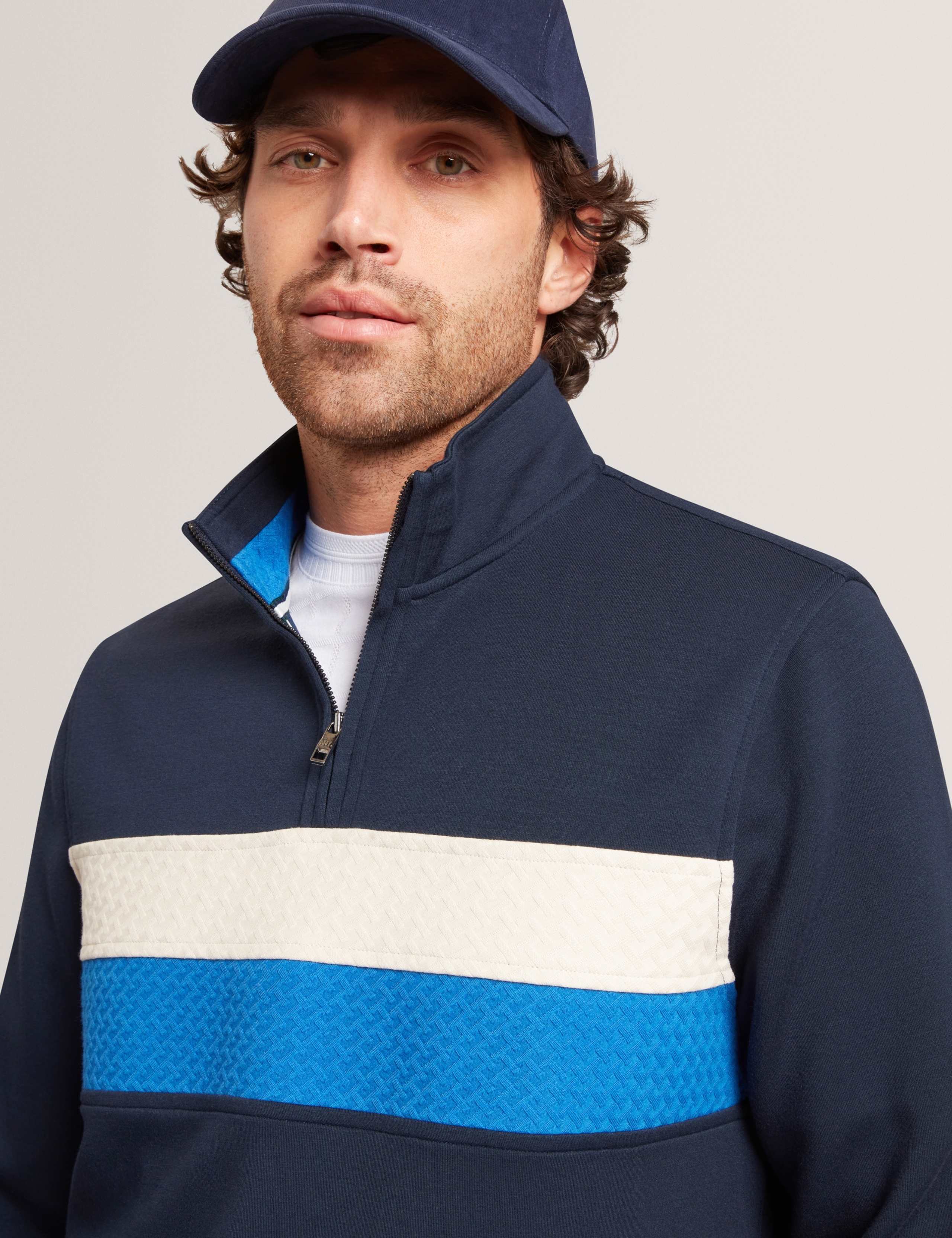 Modal Blend Jersey Striped Half Zip Sweatshirt 3 of 6