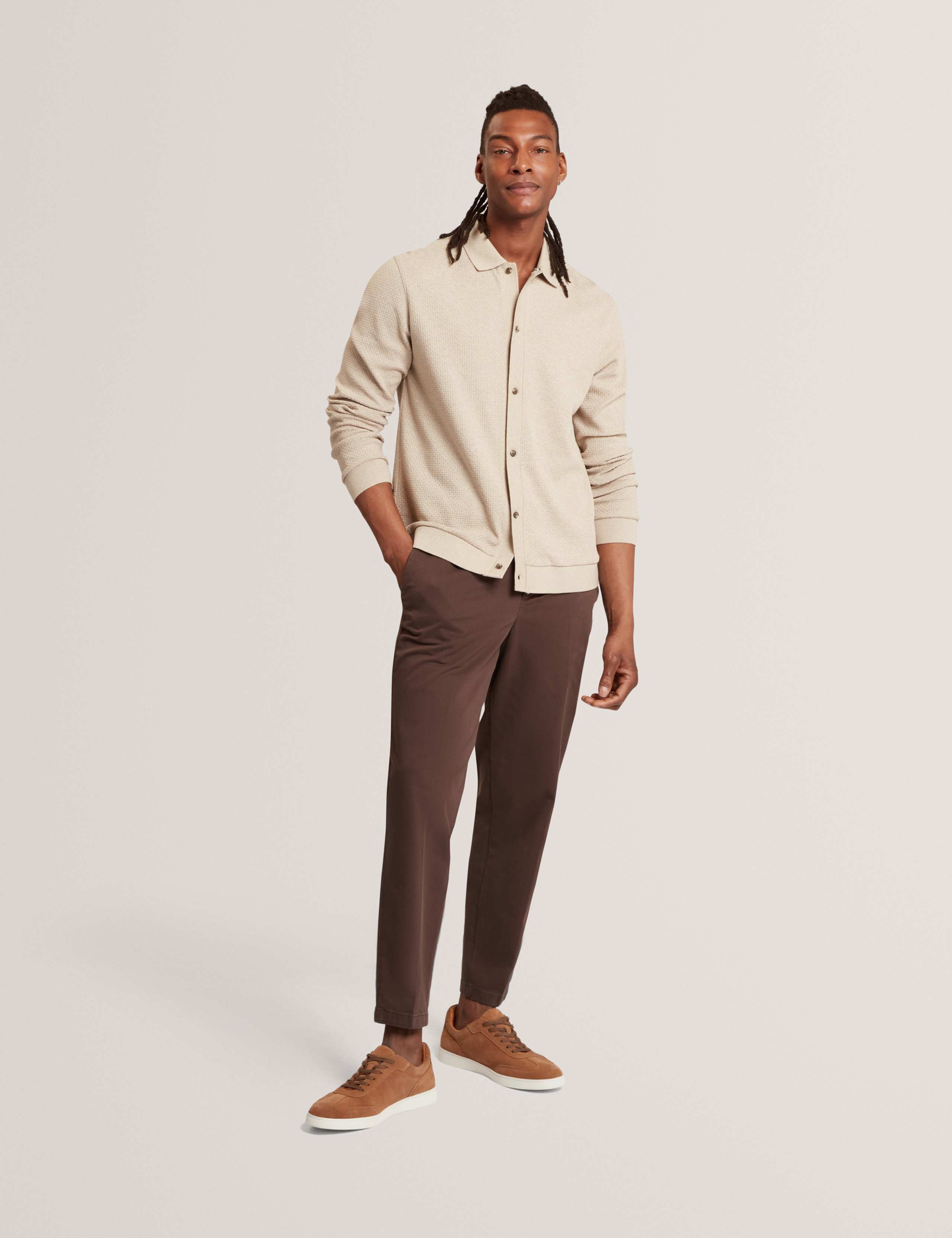 Pure Cotton Knitted Long Sleeve Polo Shirt 4 of 6