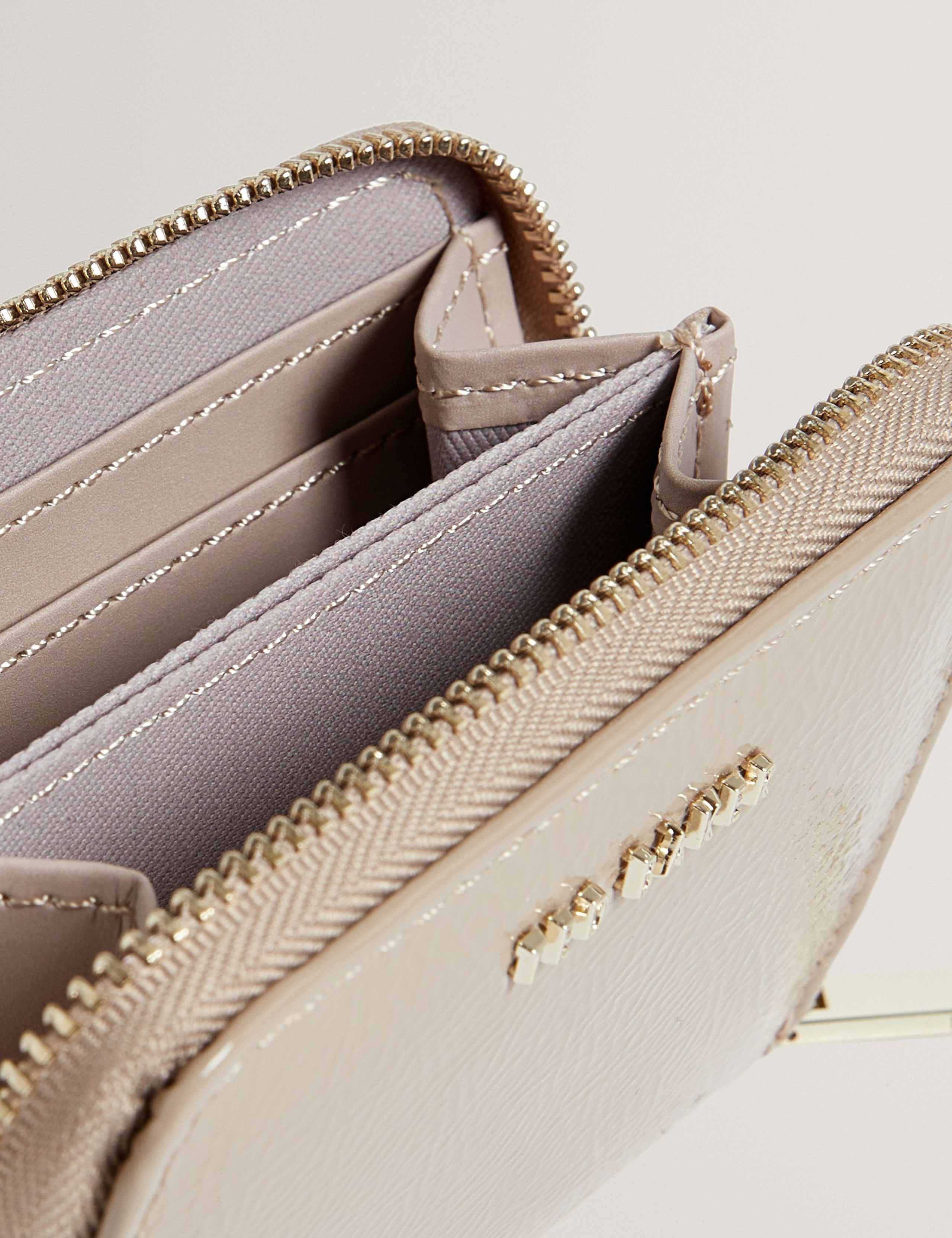 Faux Leather Patent Crinkle Zip Around Purse 2 of 4