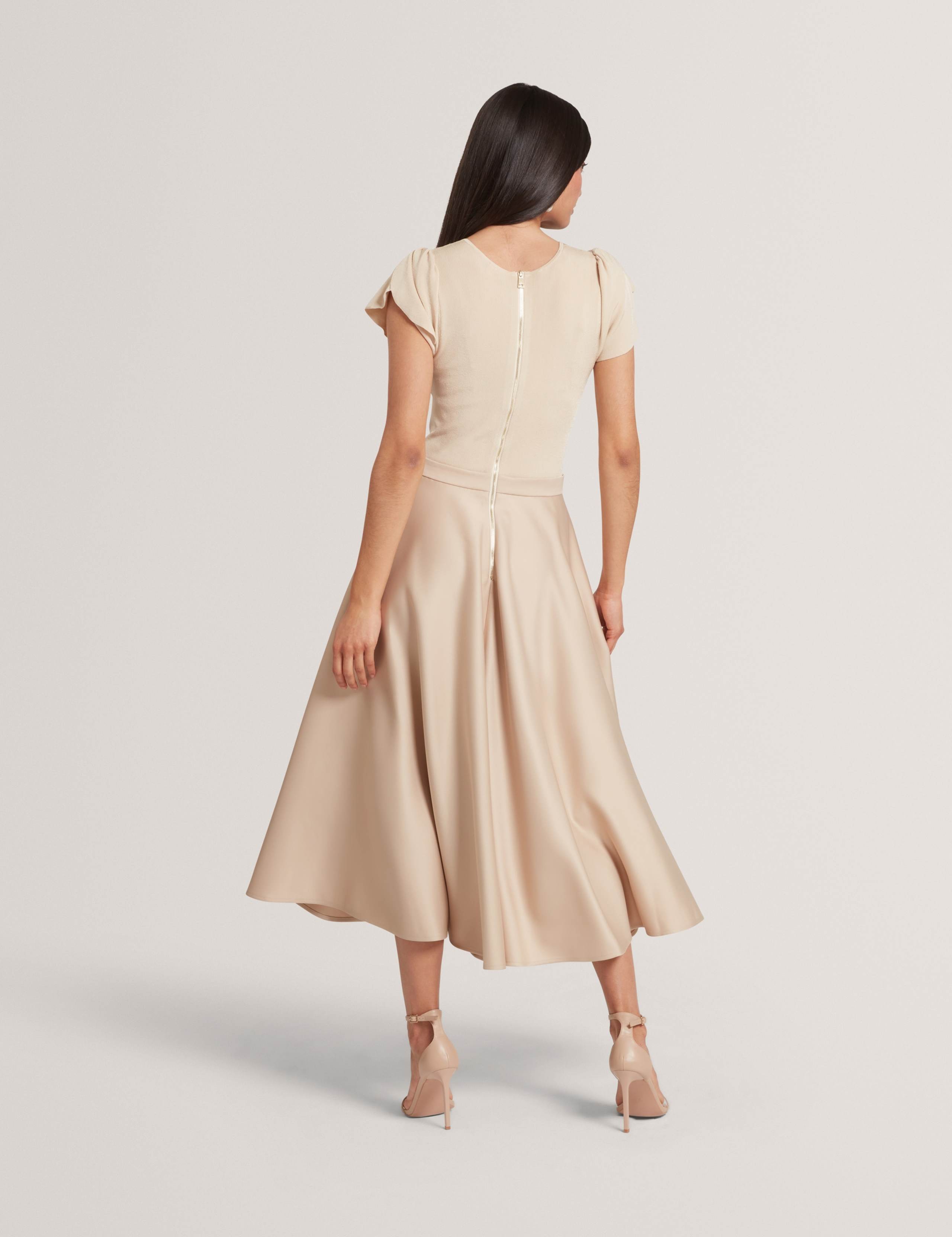 Crew Neck Tulip Sleeve Midi Skater Dress 4 of 6