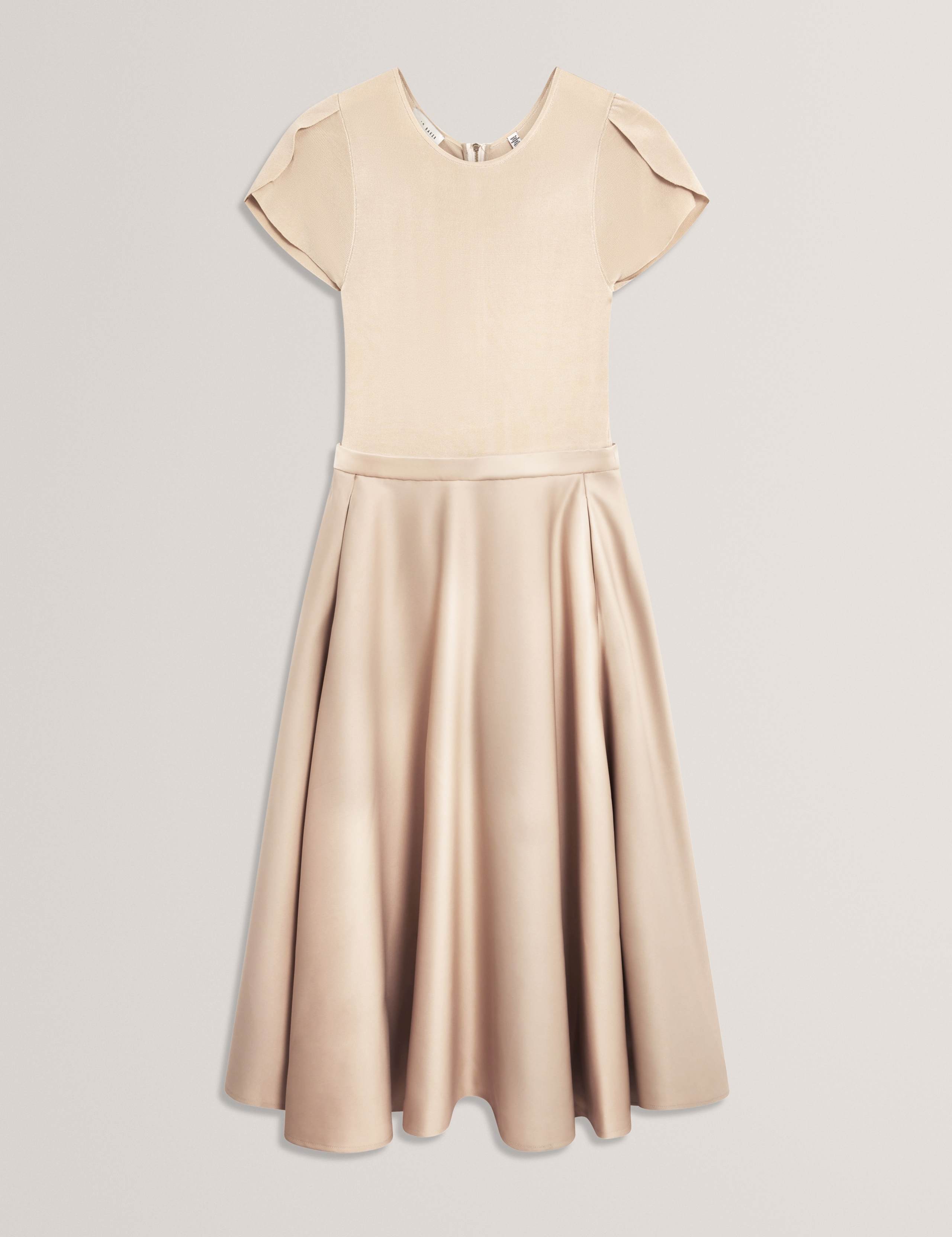 Crew Neck Tulip Sleeve Midi Skater Dress 2 of 6