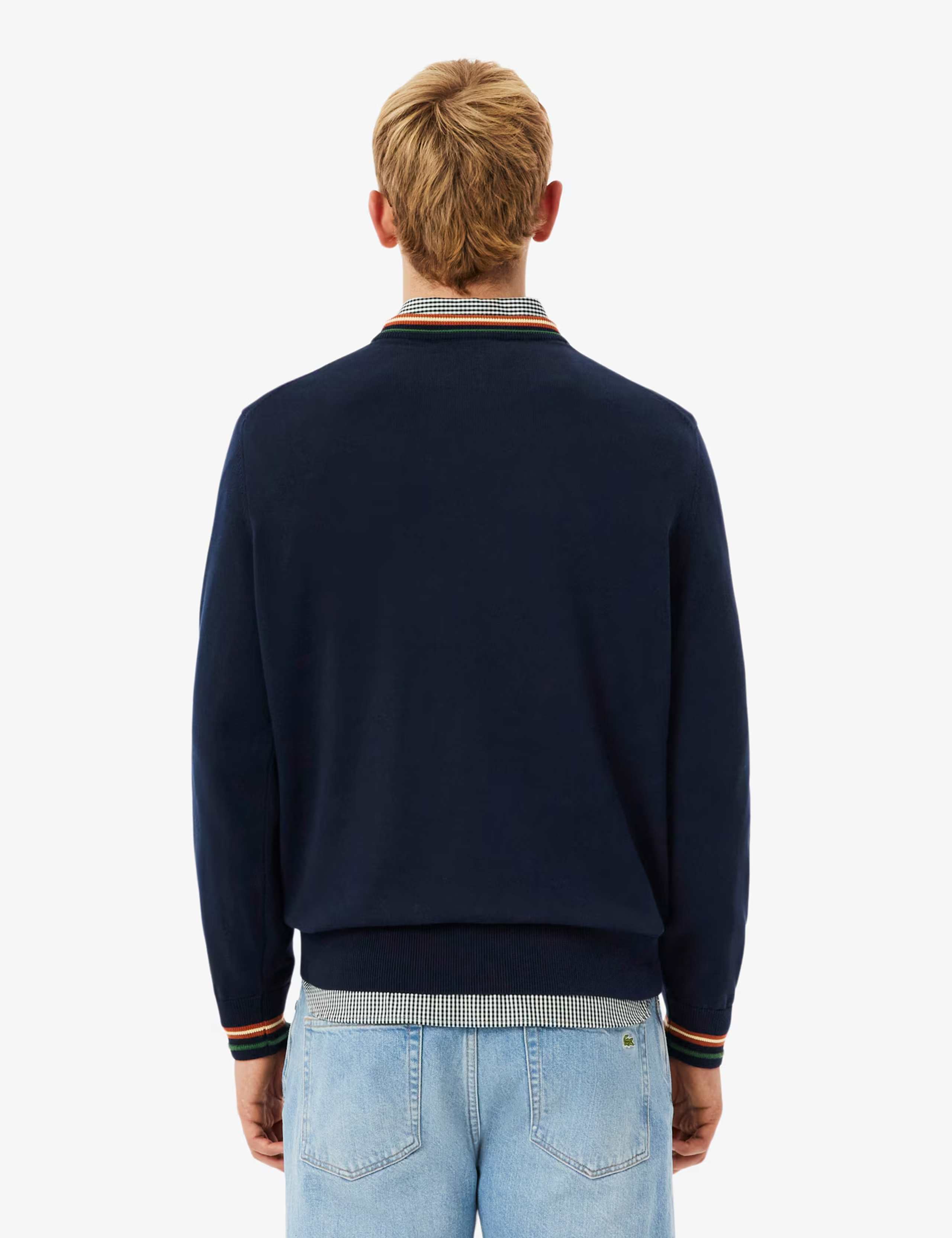 Pure Cotton Tipped Crew Neck Jumper 4 of 4