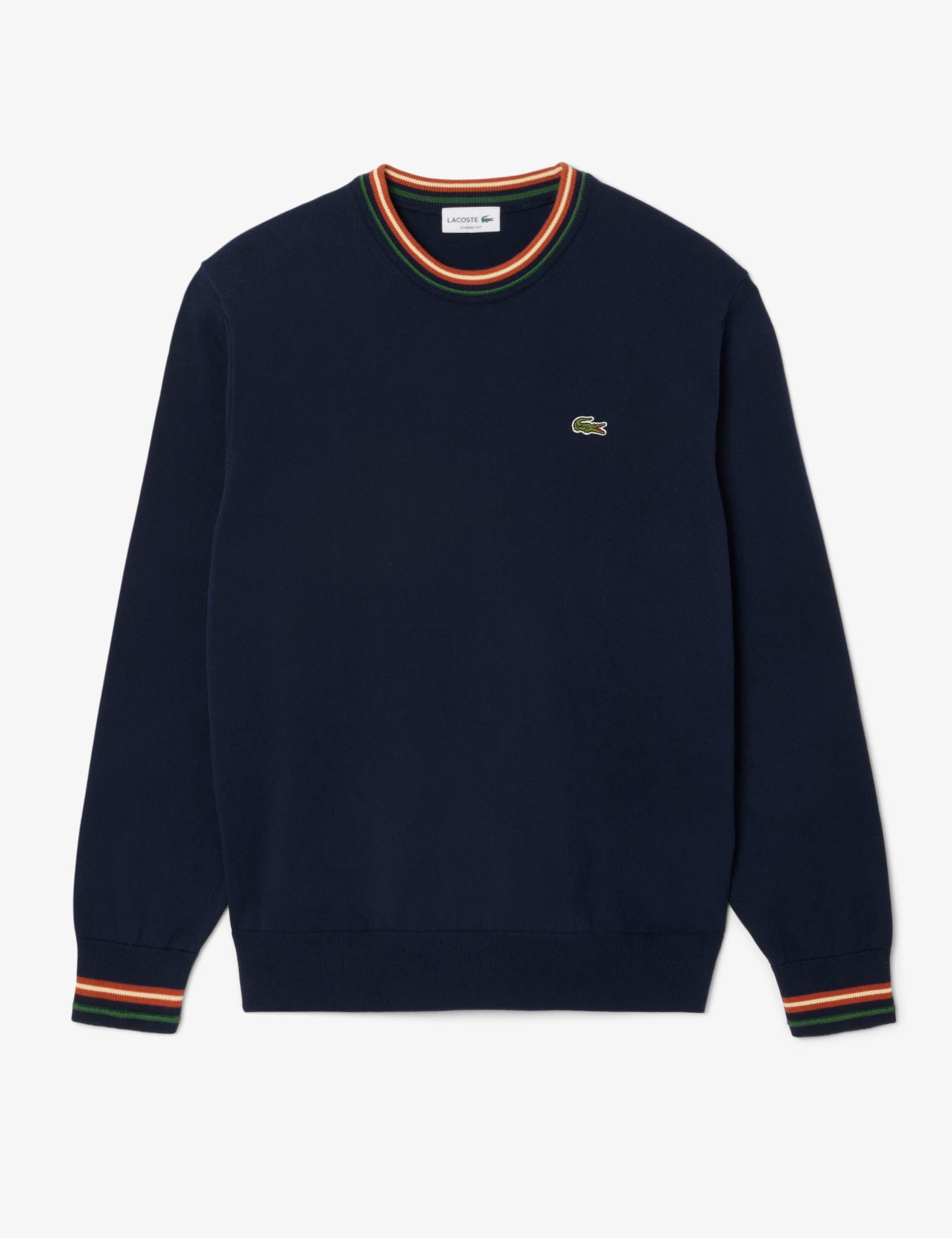 Pure Cotton Tipped Crew Neck Jumper 1 of 2
