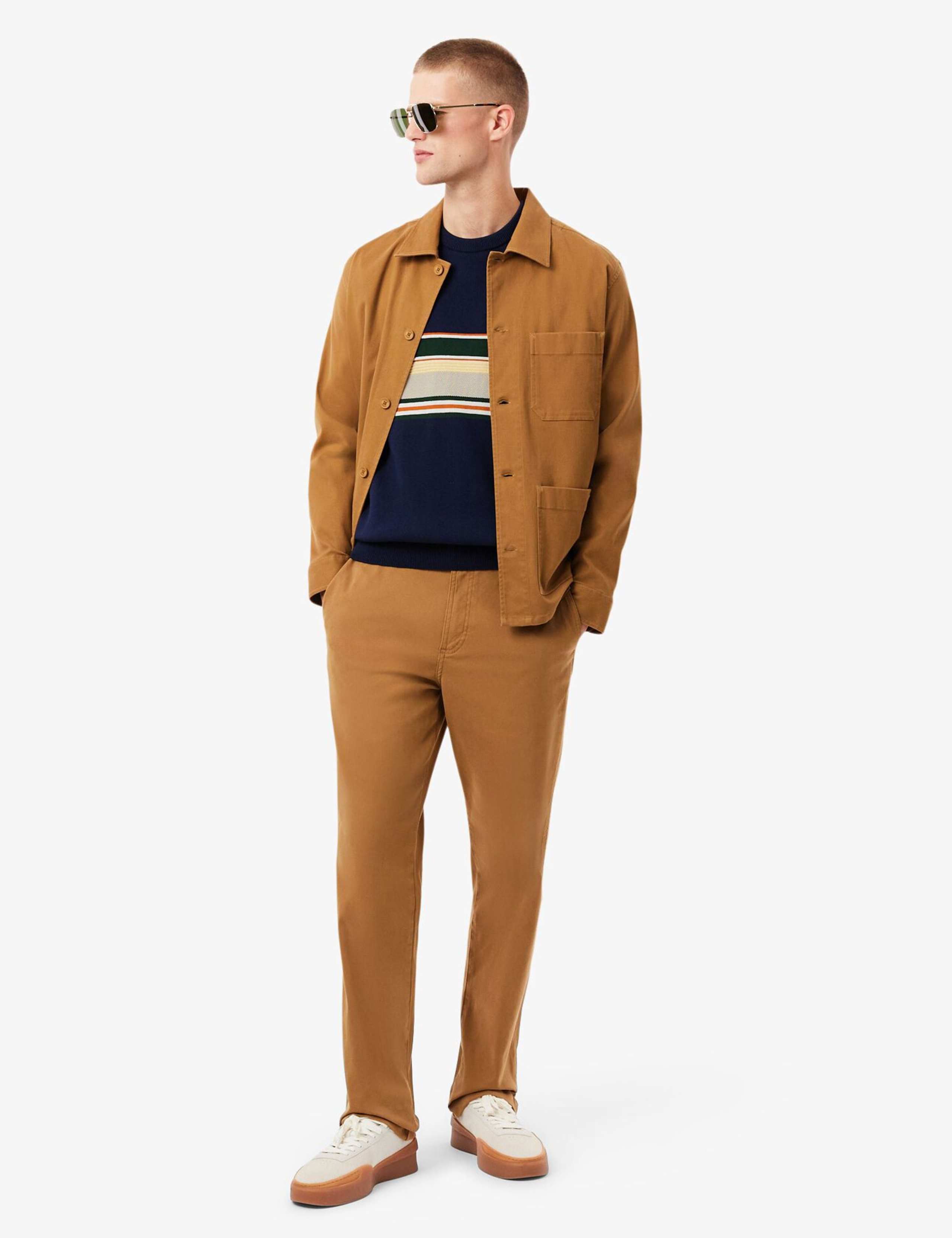 Knitted Stripe Crew Neck Jumper with Wool 5 of 6