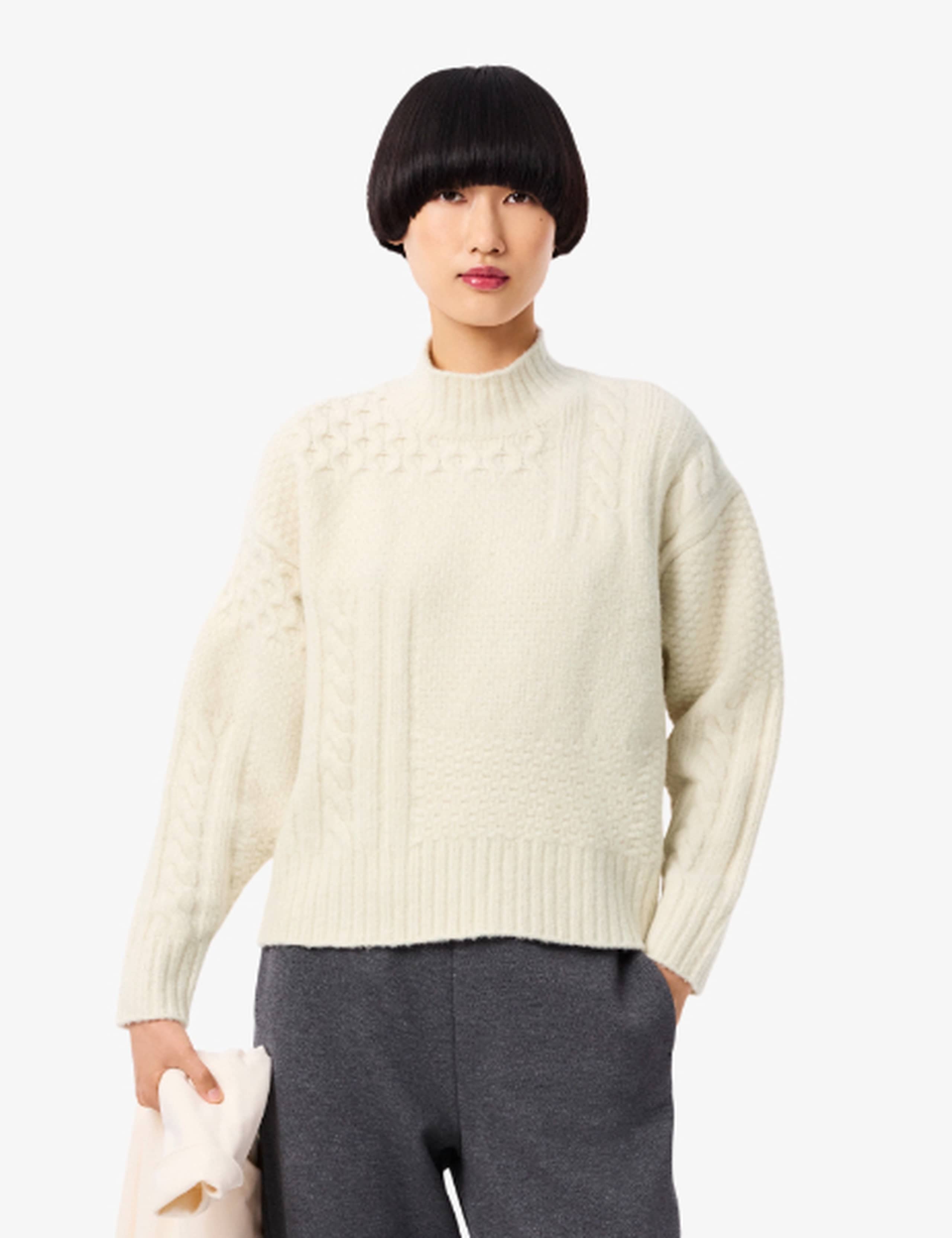 Wool Rich Cable Knit Roll Neck Jumper 1 of 4