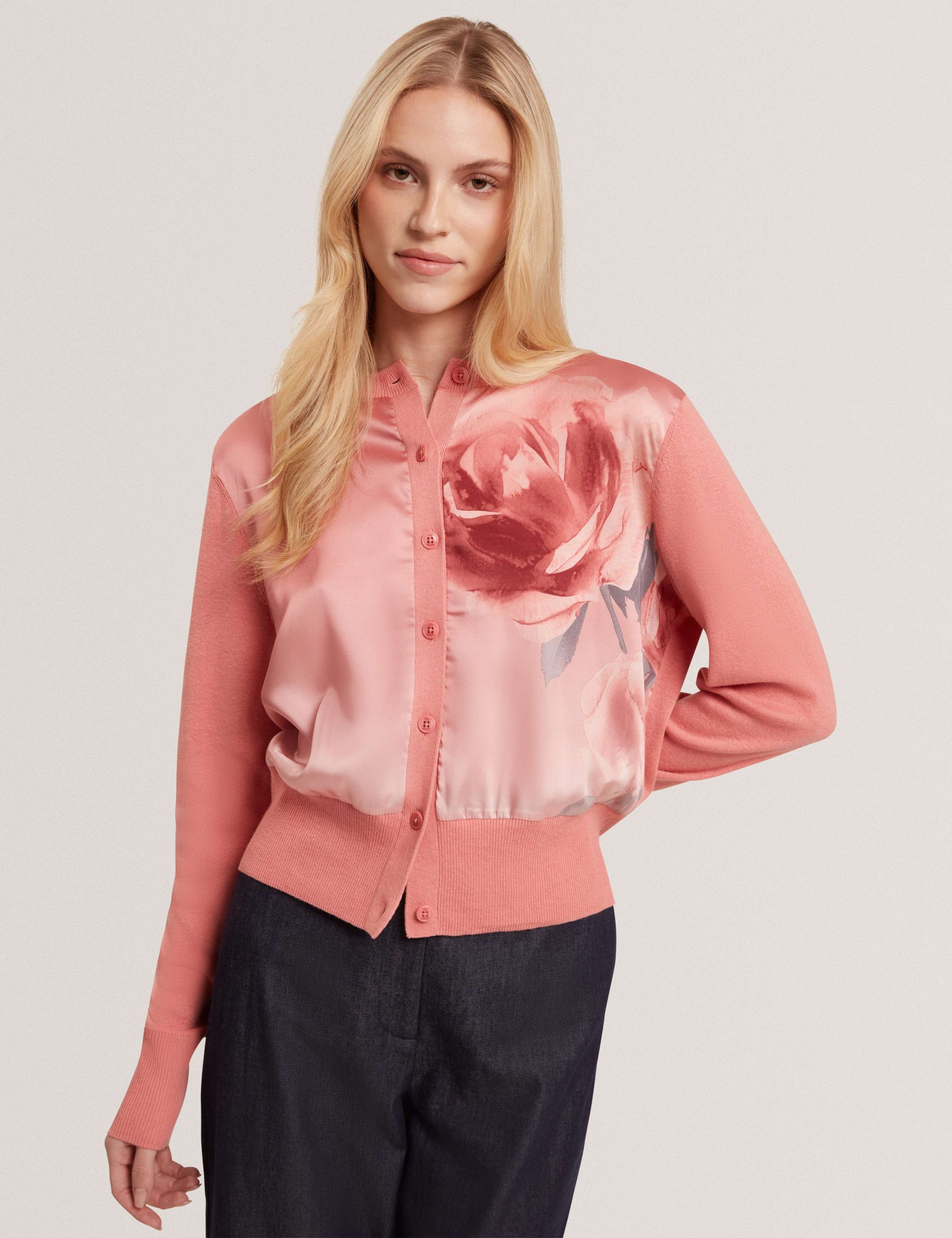 Pure Cotton Floral Crew Neck Cardigan 1 of 6
