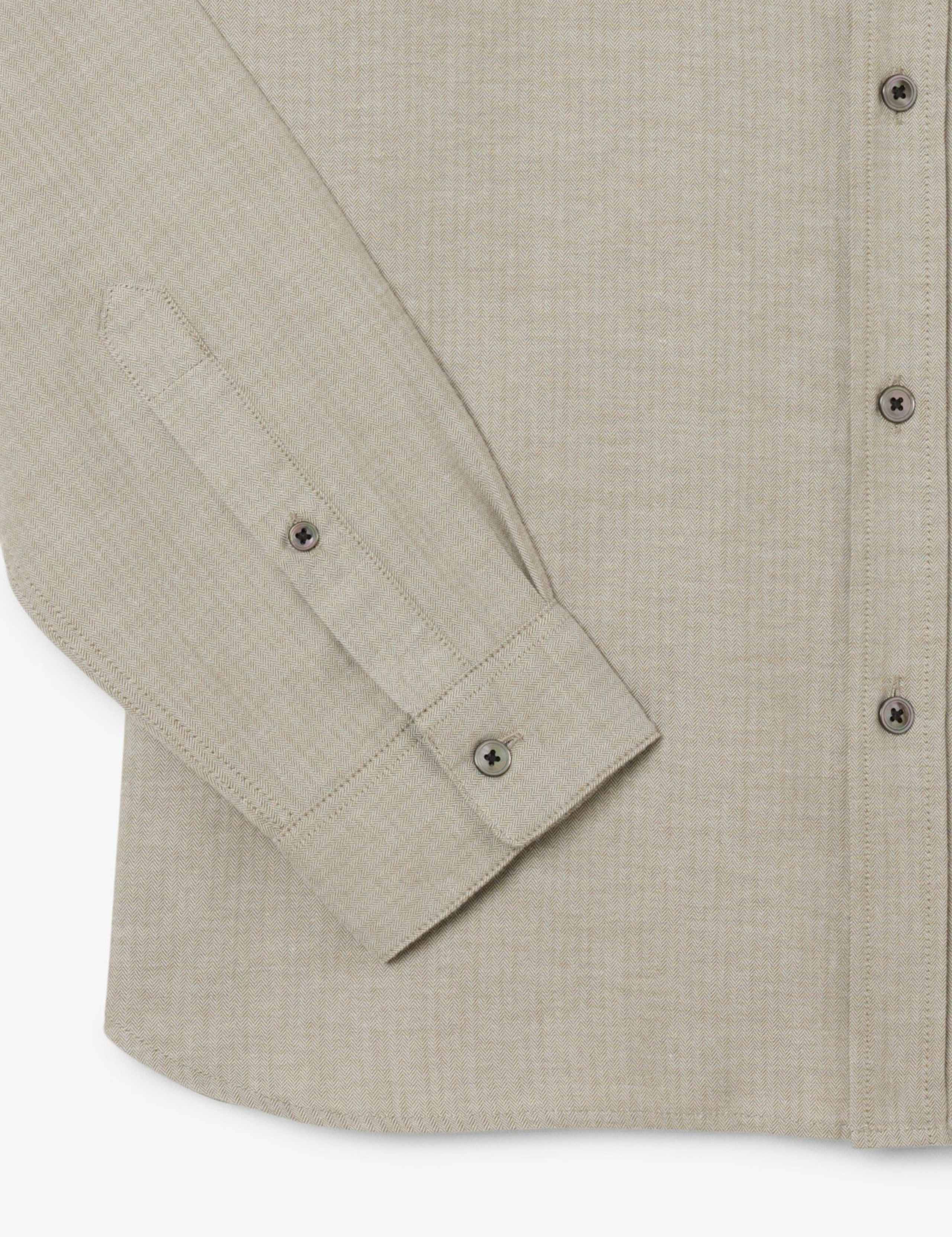 Regular Fit Pure Cotton Herringbone Shirt 5 of 7