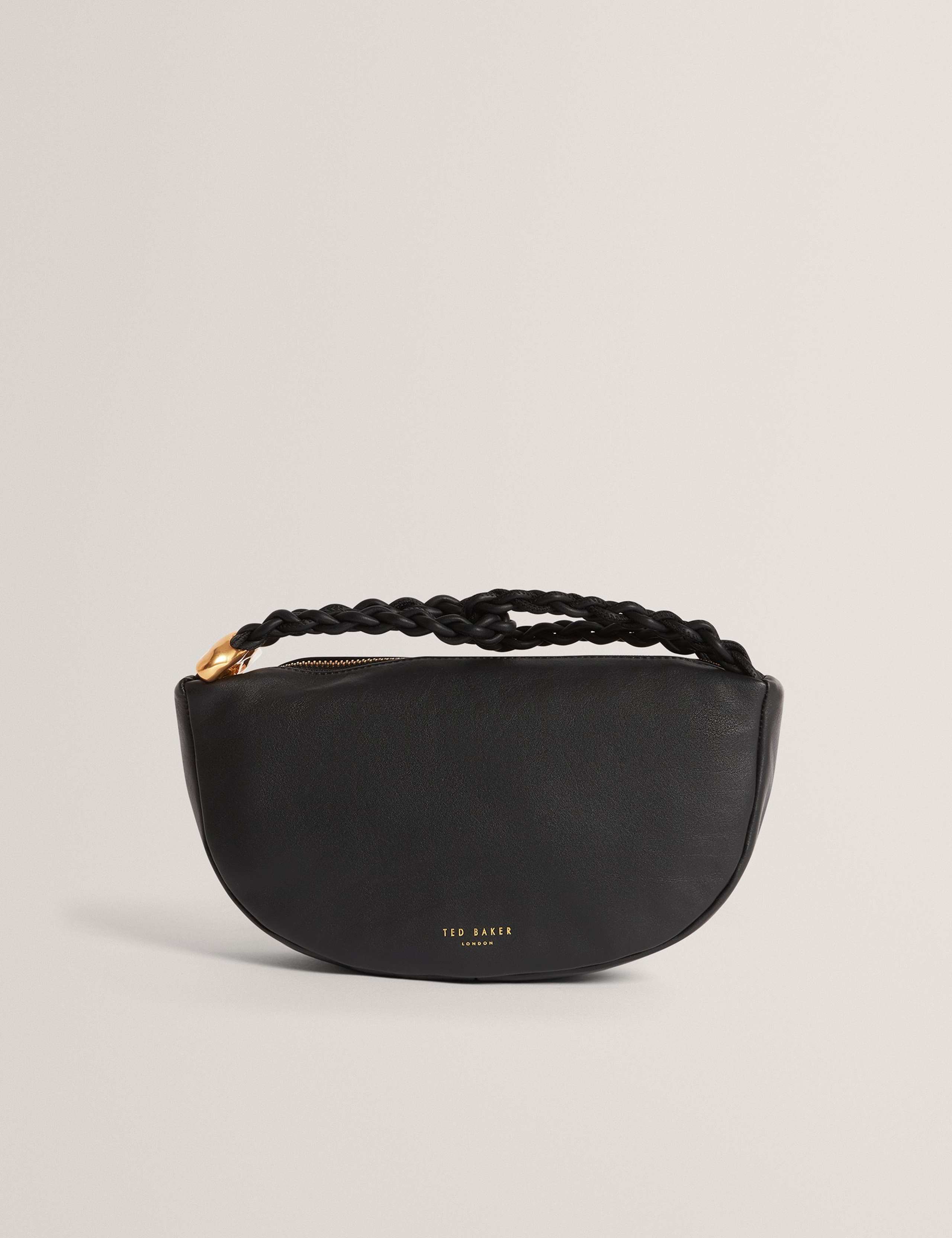 Leather Braided Strap Hobo Clutch Bag 1 of 5