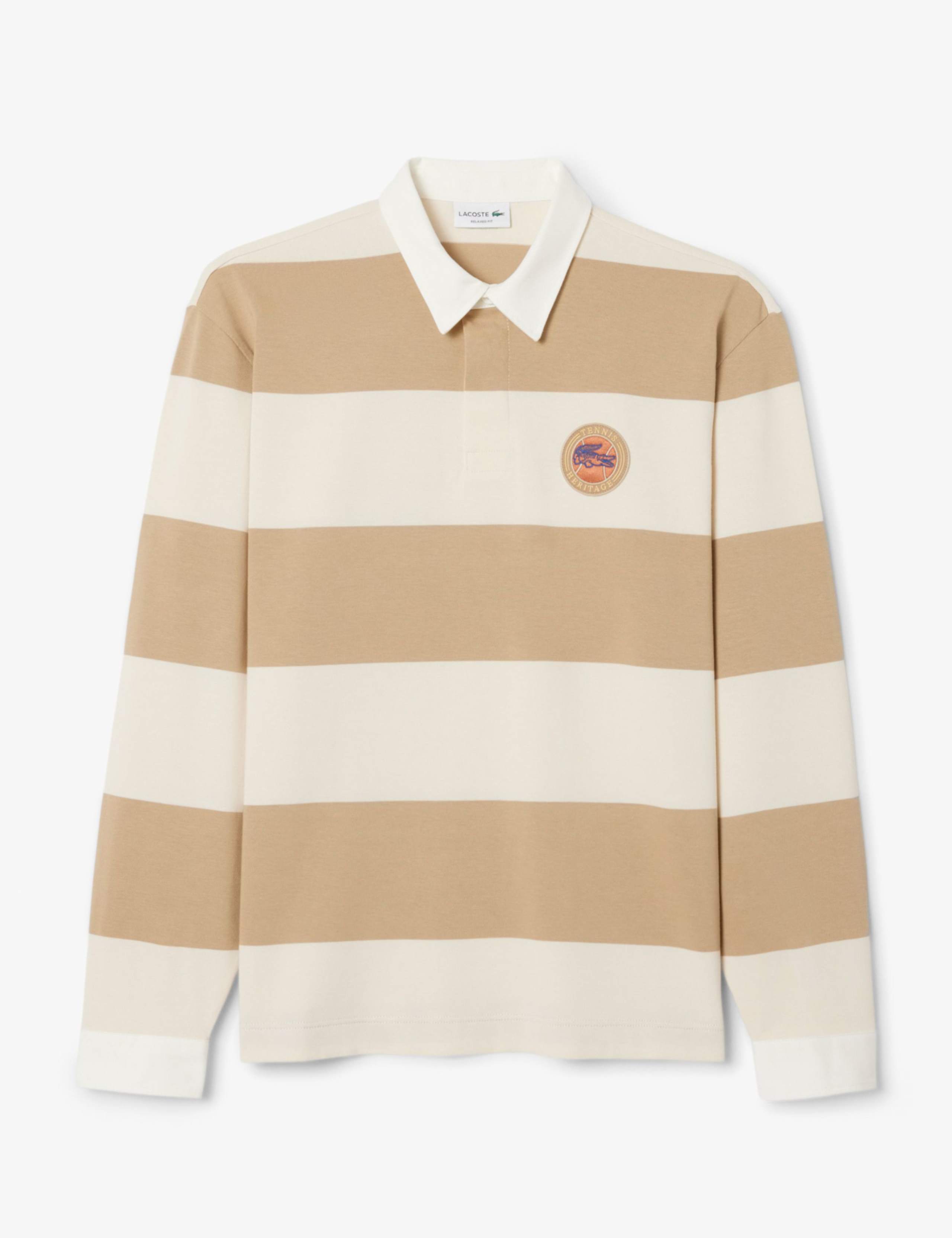 Pure Cotton Striped Long Sleeve Polo Shirt 2 of 7