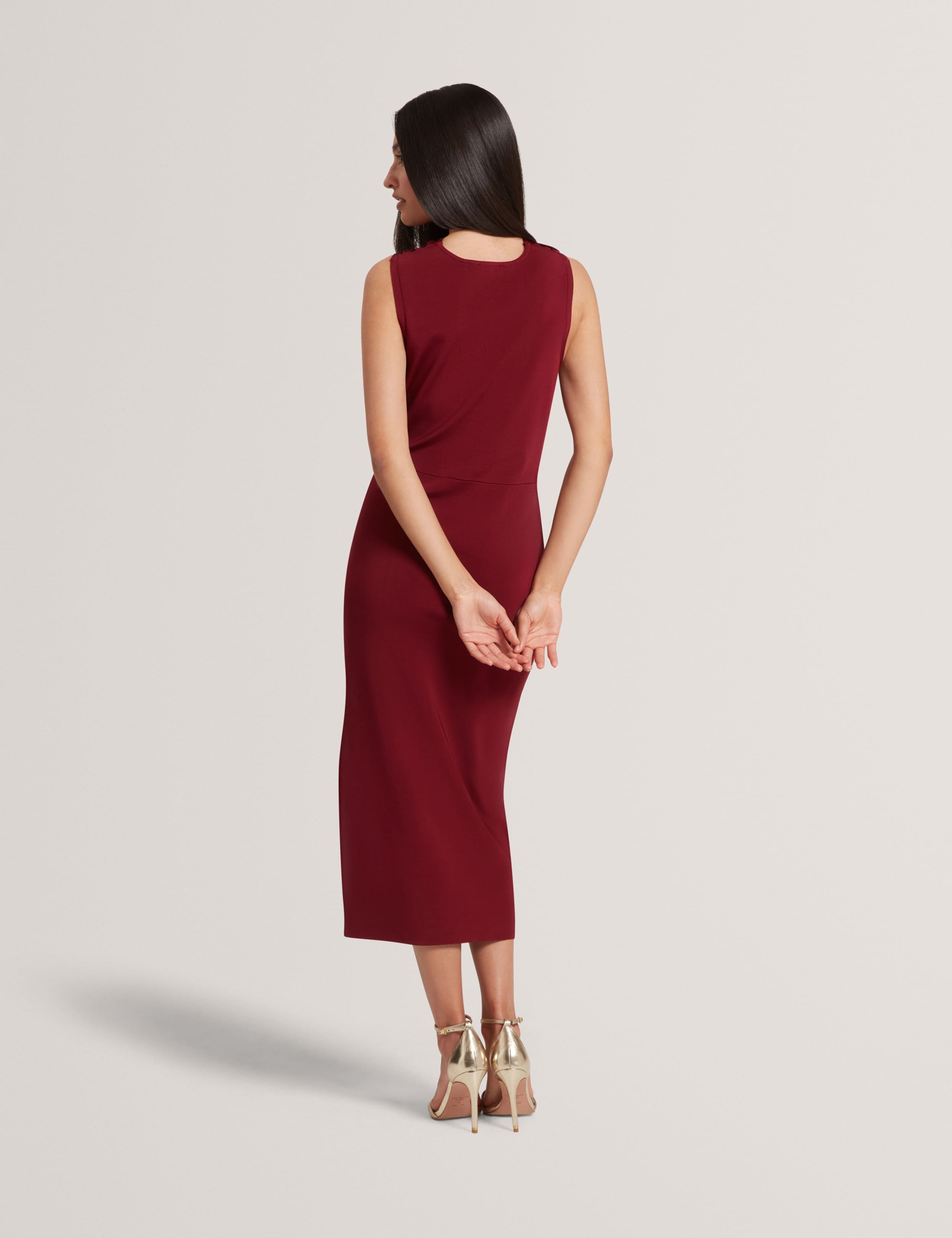 Knitted Halter Neck Midi Waisted Dress 4 of 6