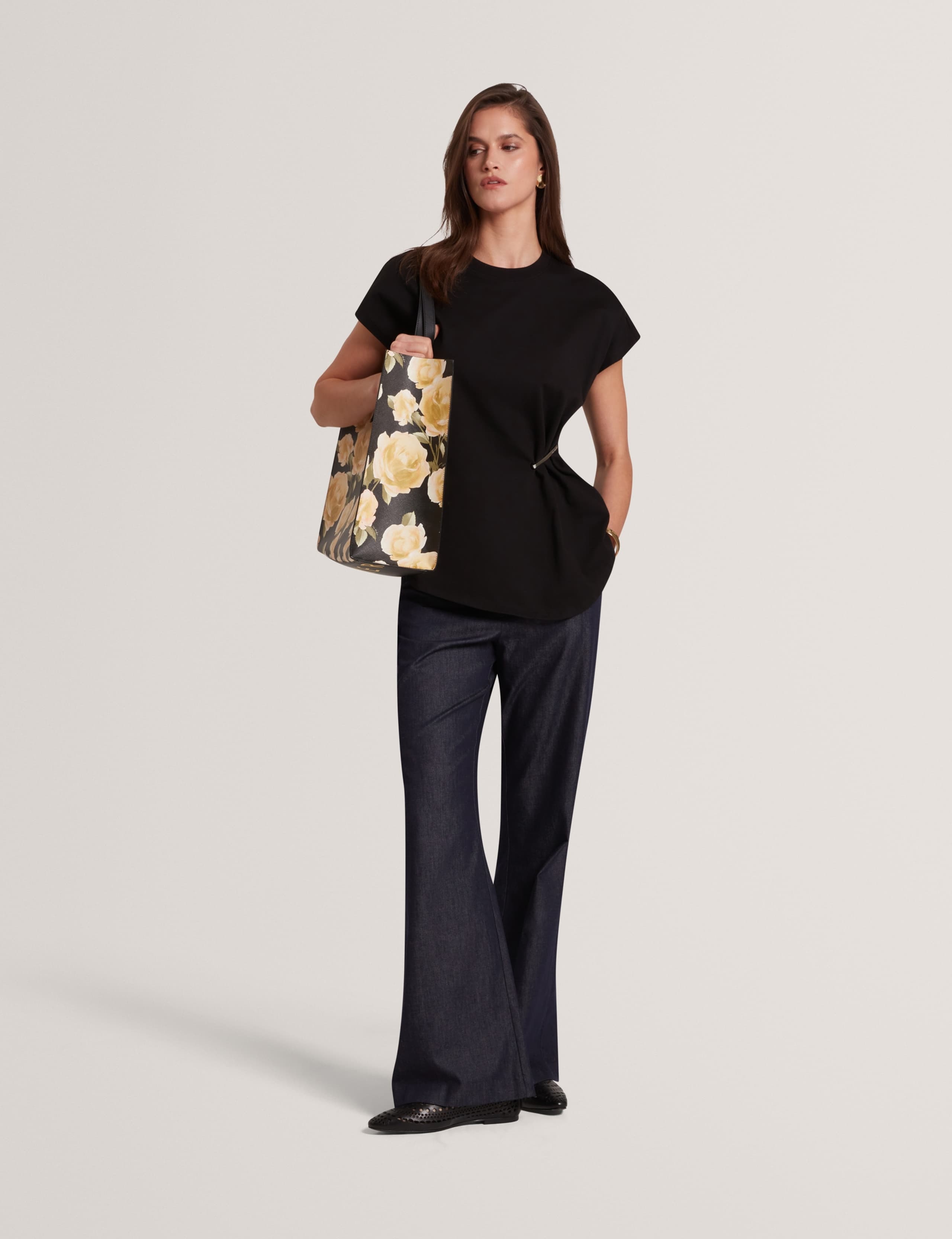 Pure Cotton Crew Neck Gathered T-Shirt 3 of 6