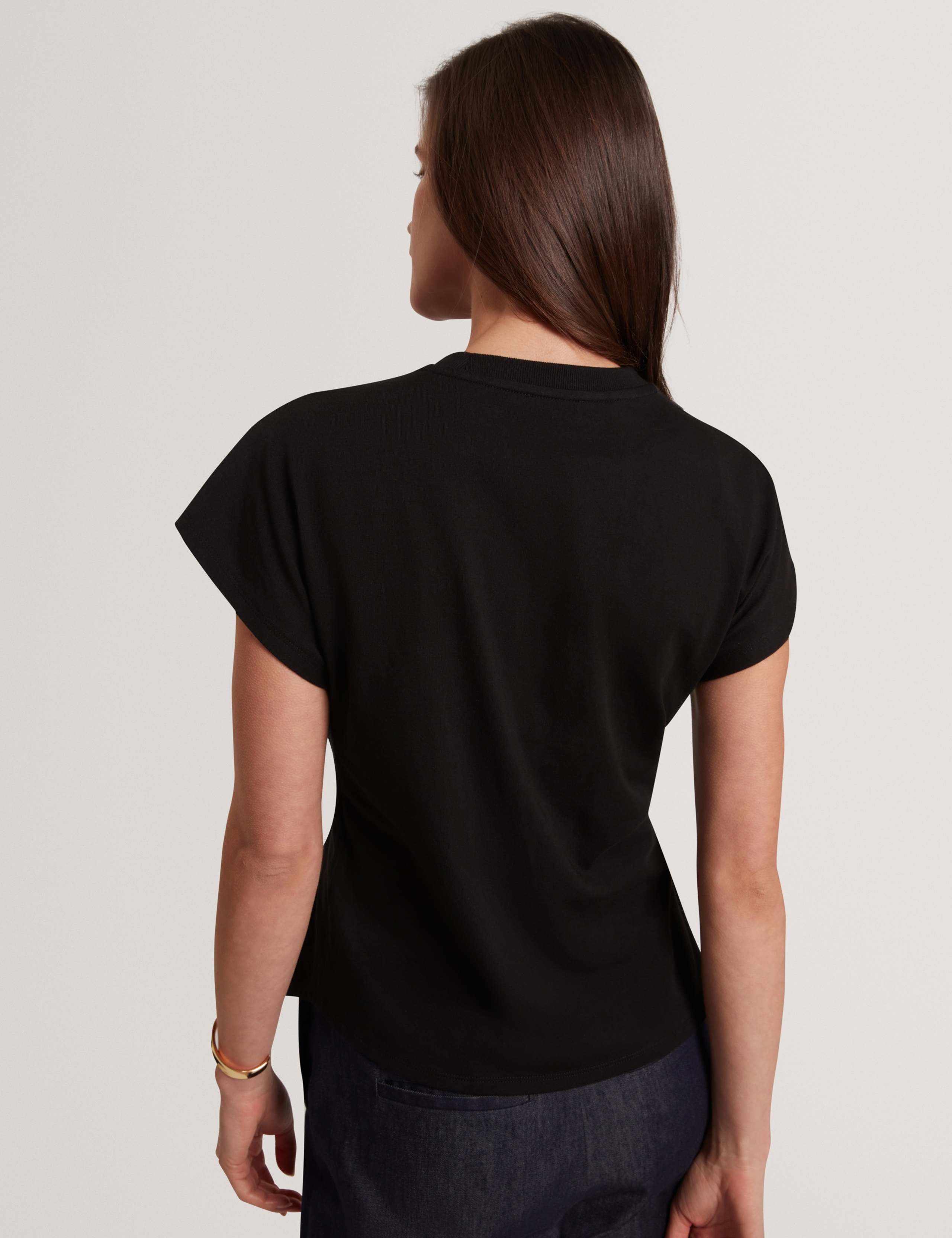 Pure Cotton Crew Neck Gathered T-Shirt 4 of 6
