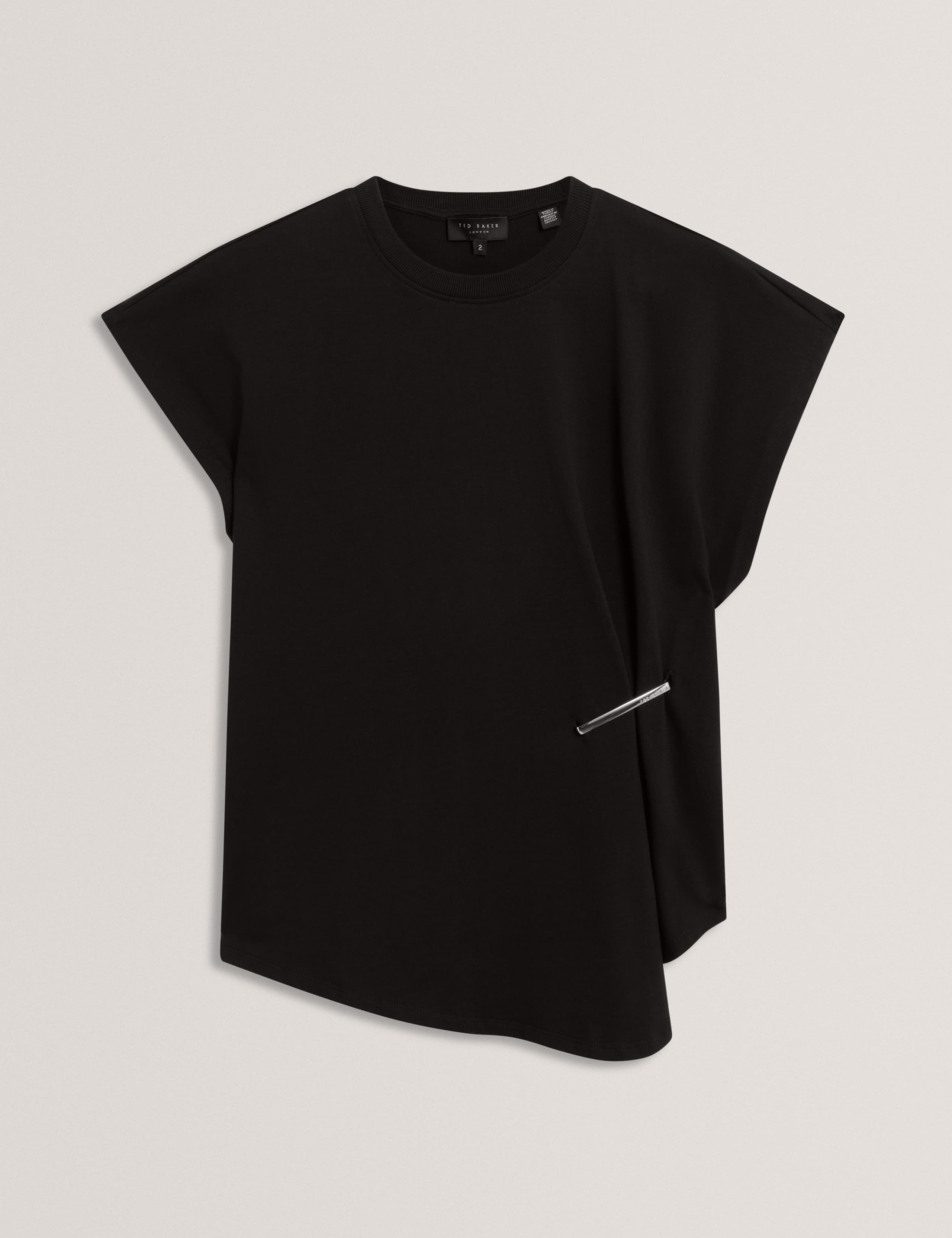Pure Cotton Crew Neck Gathered T-Shirt 2 of 6