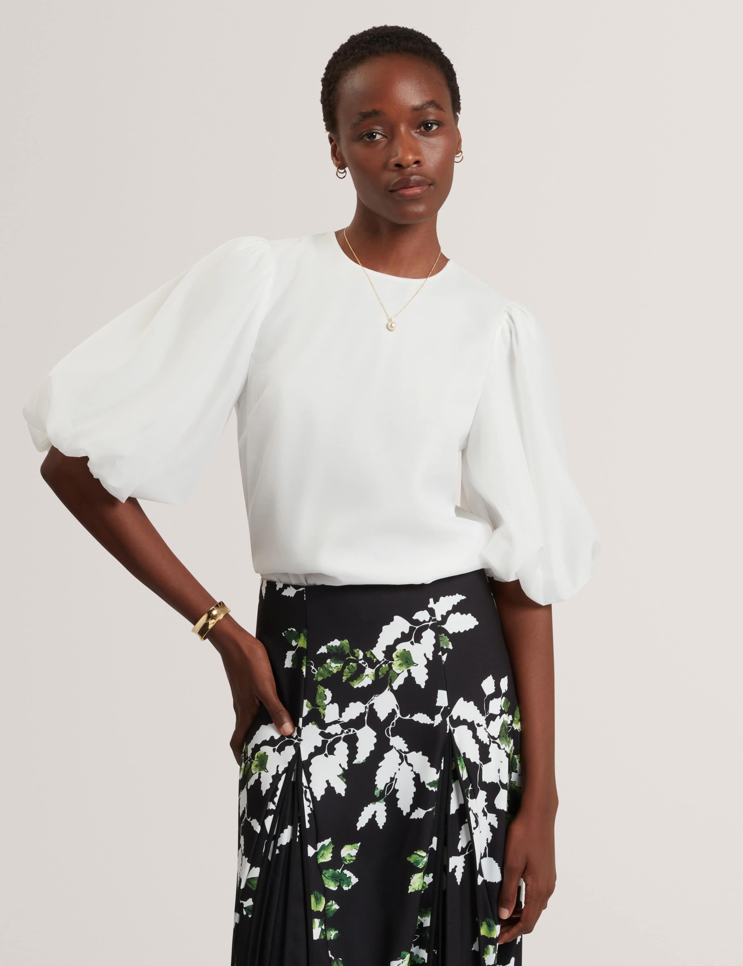 Organza Puff Sleeve Blouse 1 of 6