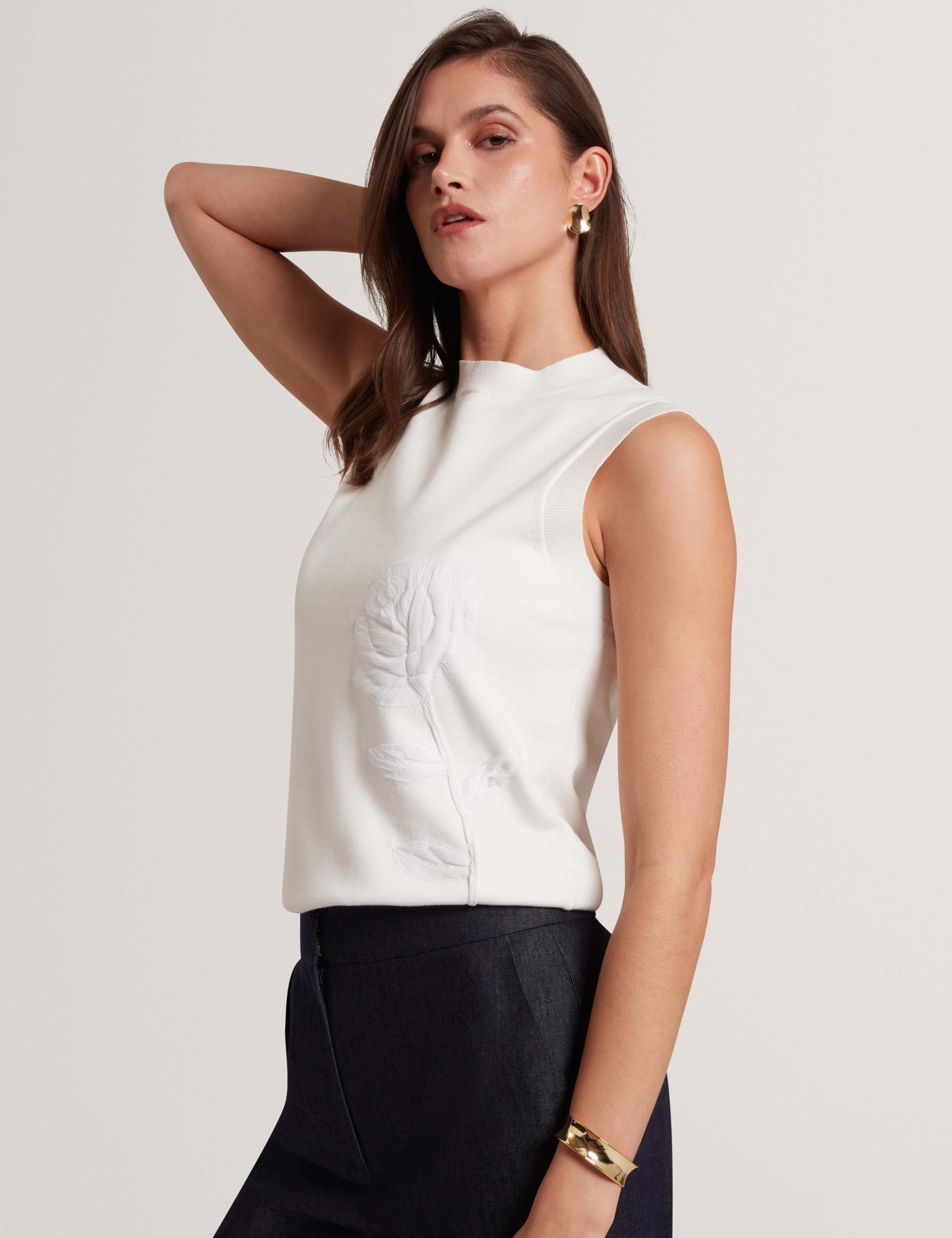 Organza Floral High Neck Knitted Vest 1 of 6
