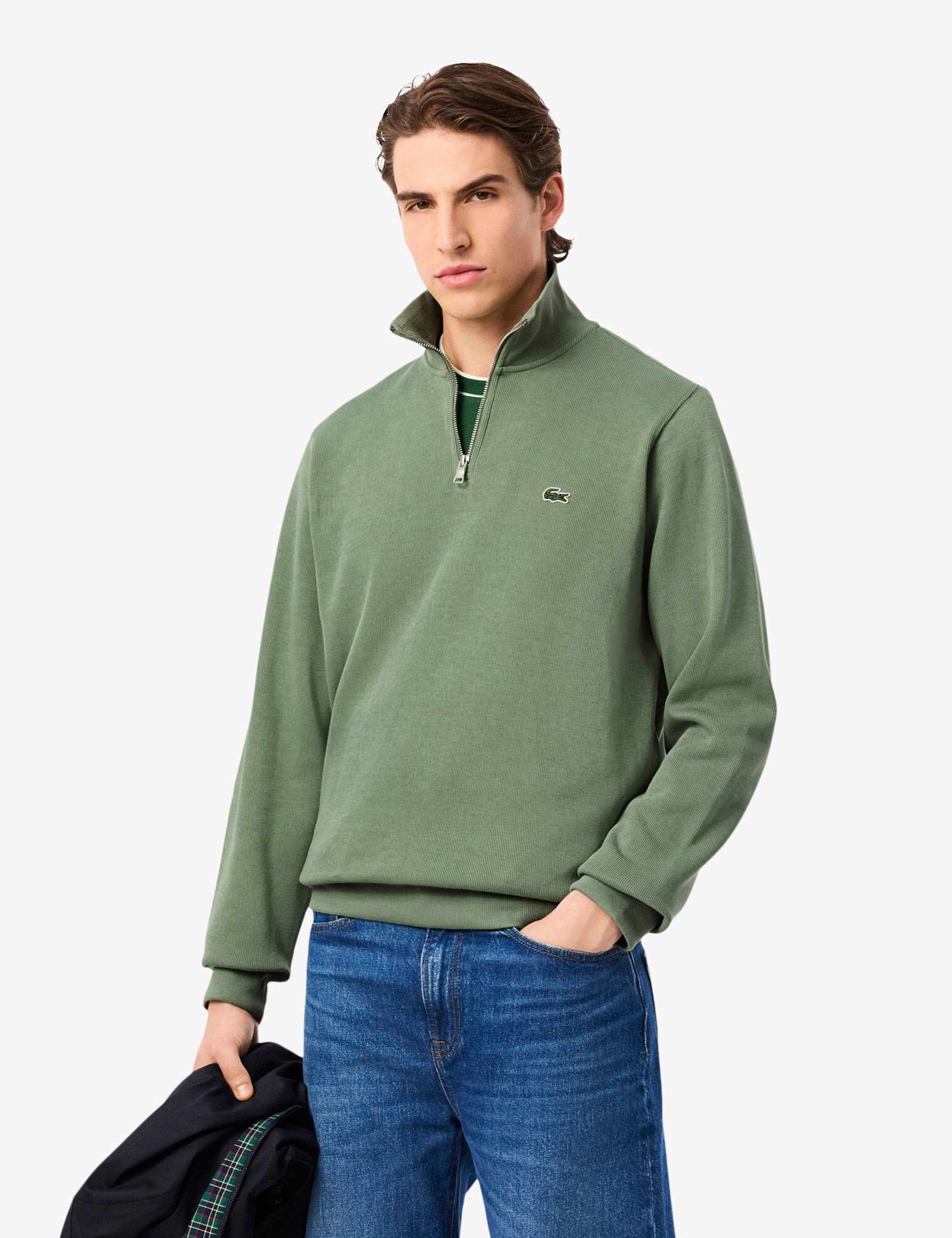 Pure Cotton Funnel Neck Half Zip Sweatshirt 1 of 5