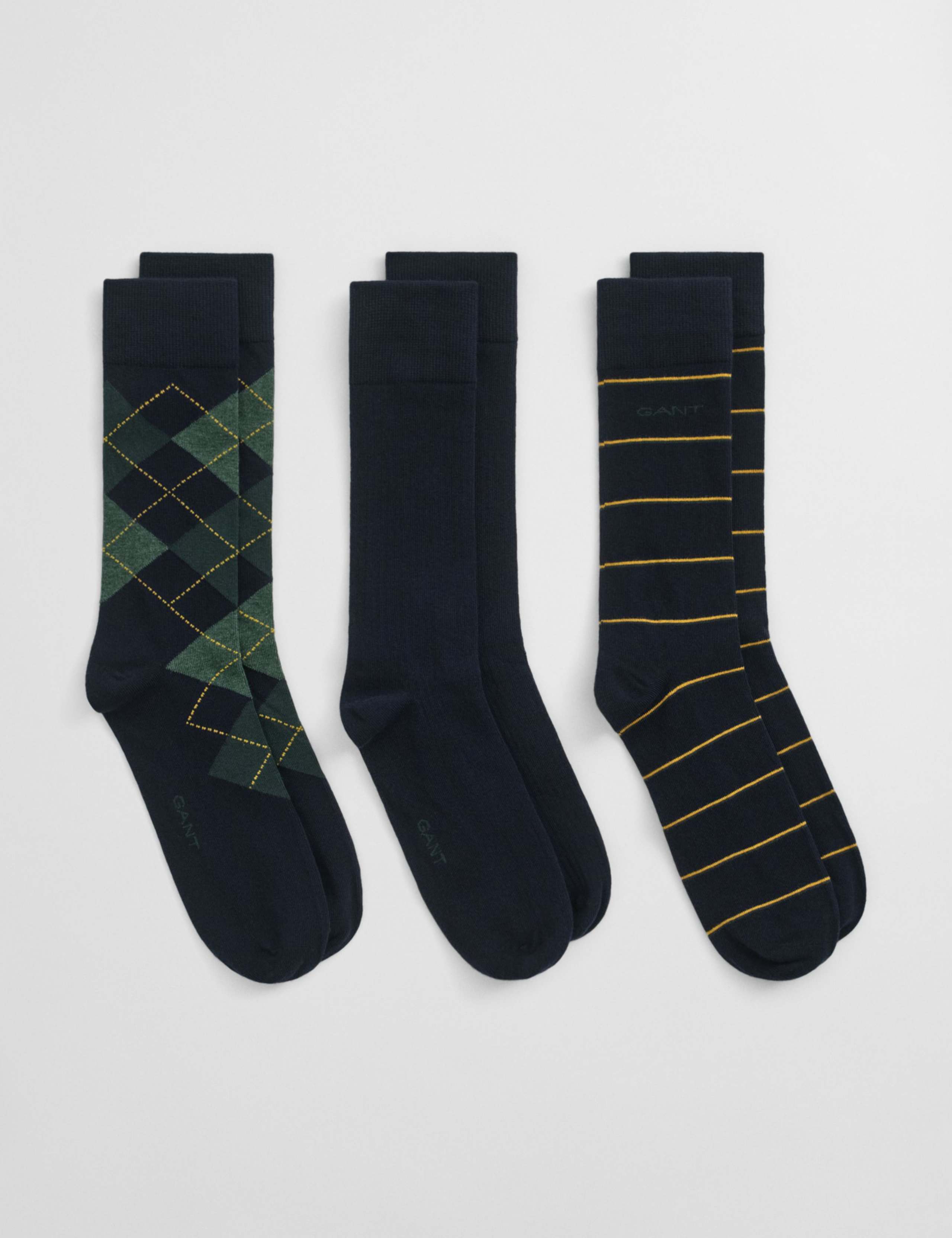 3 Pack Argyle and Striped Cotton Rich Socks 1 of 1