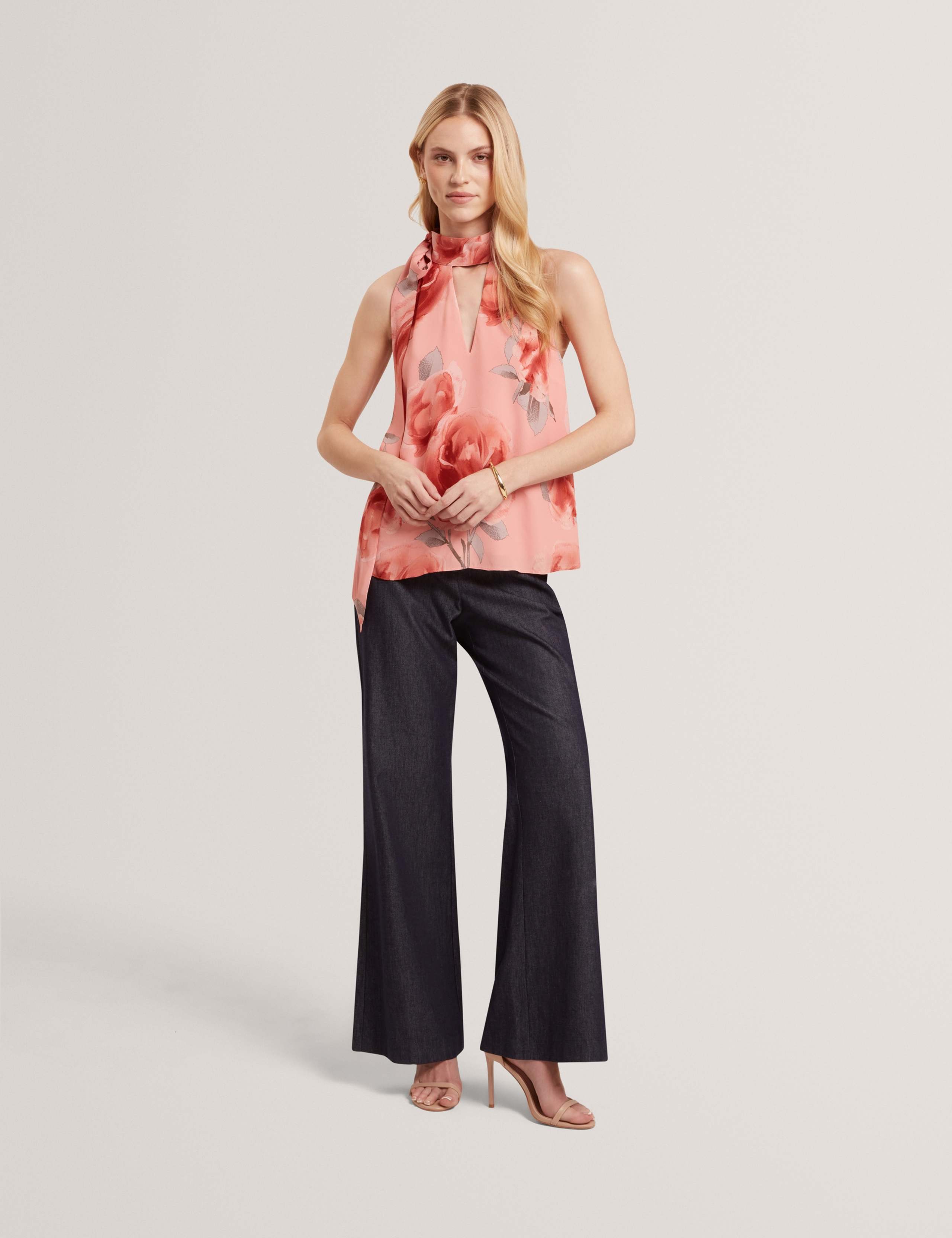 Printed Tie Halter Neck Blouse 3 of 6