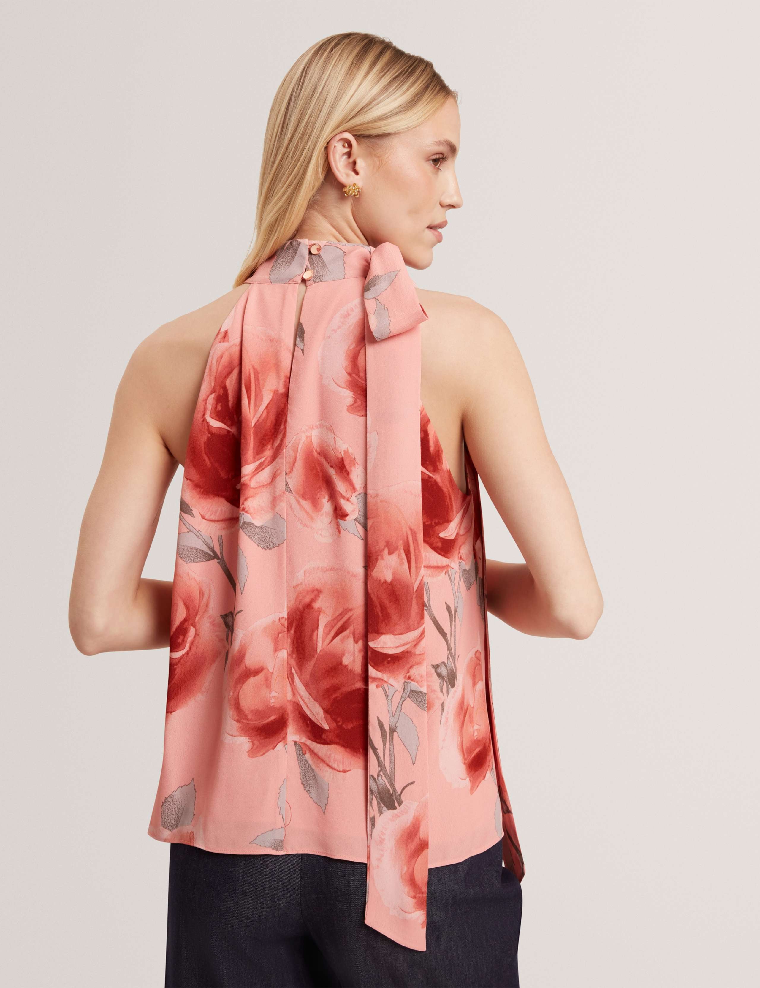 Printed Tie Halter Neck Blouse 4 of 6