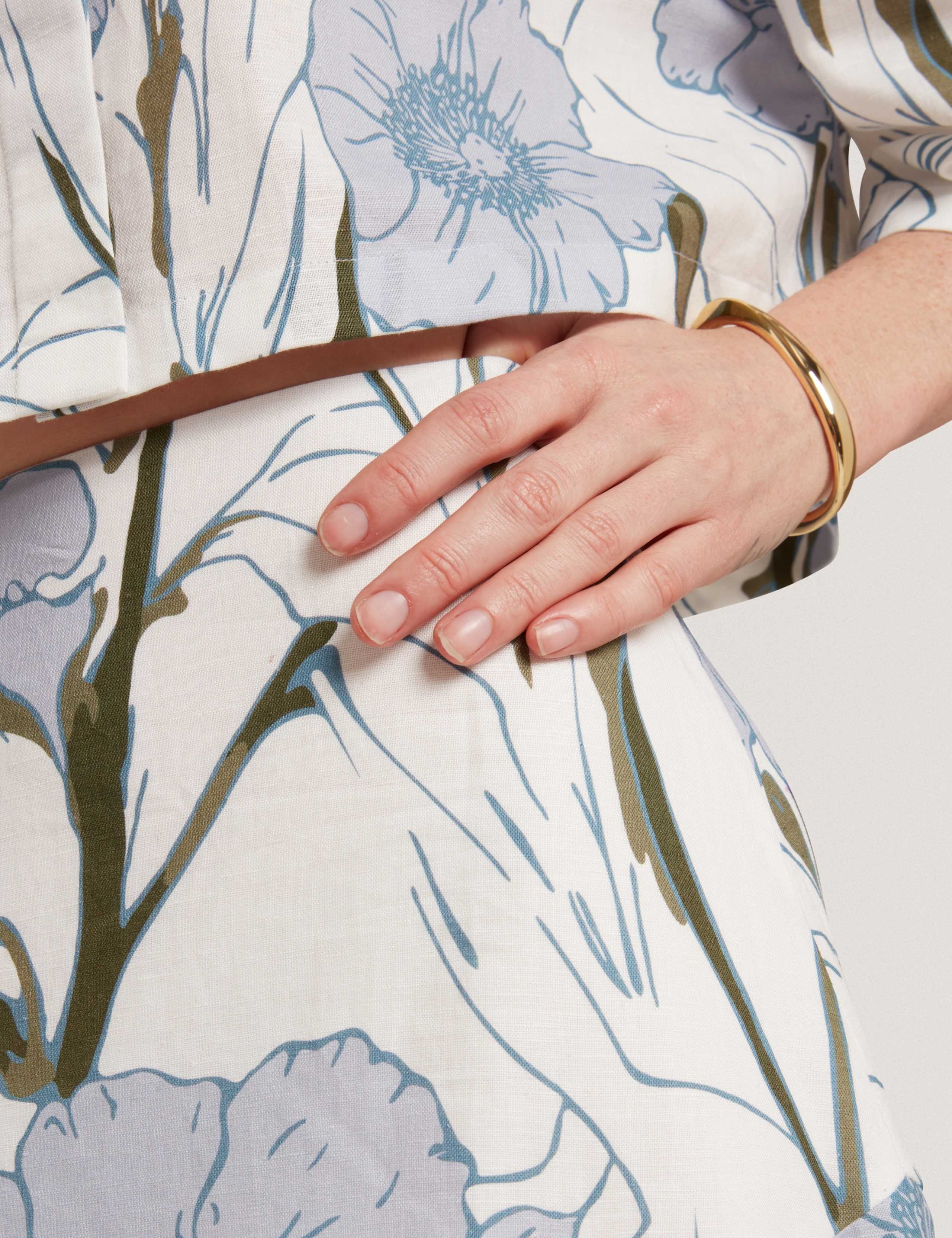 Linen Rich Floral Midi A-Line Skirt 5 of 6