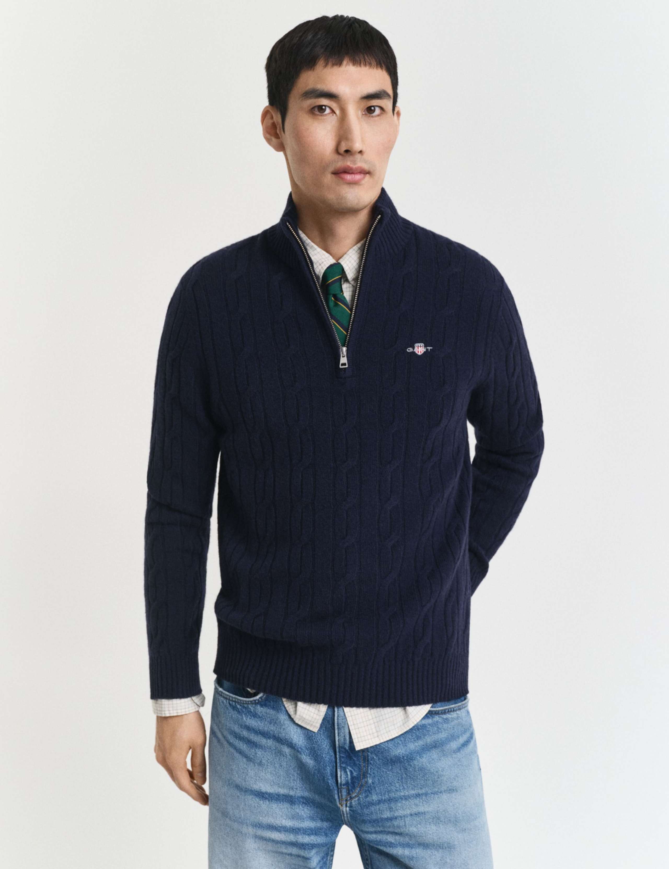 Pure Lambswool Cable Half Zip Jumper 3 of 5