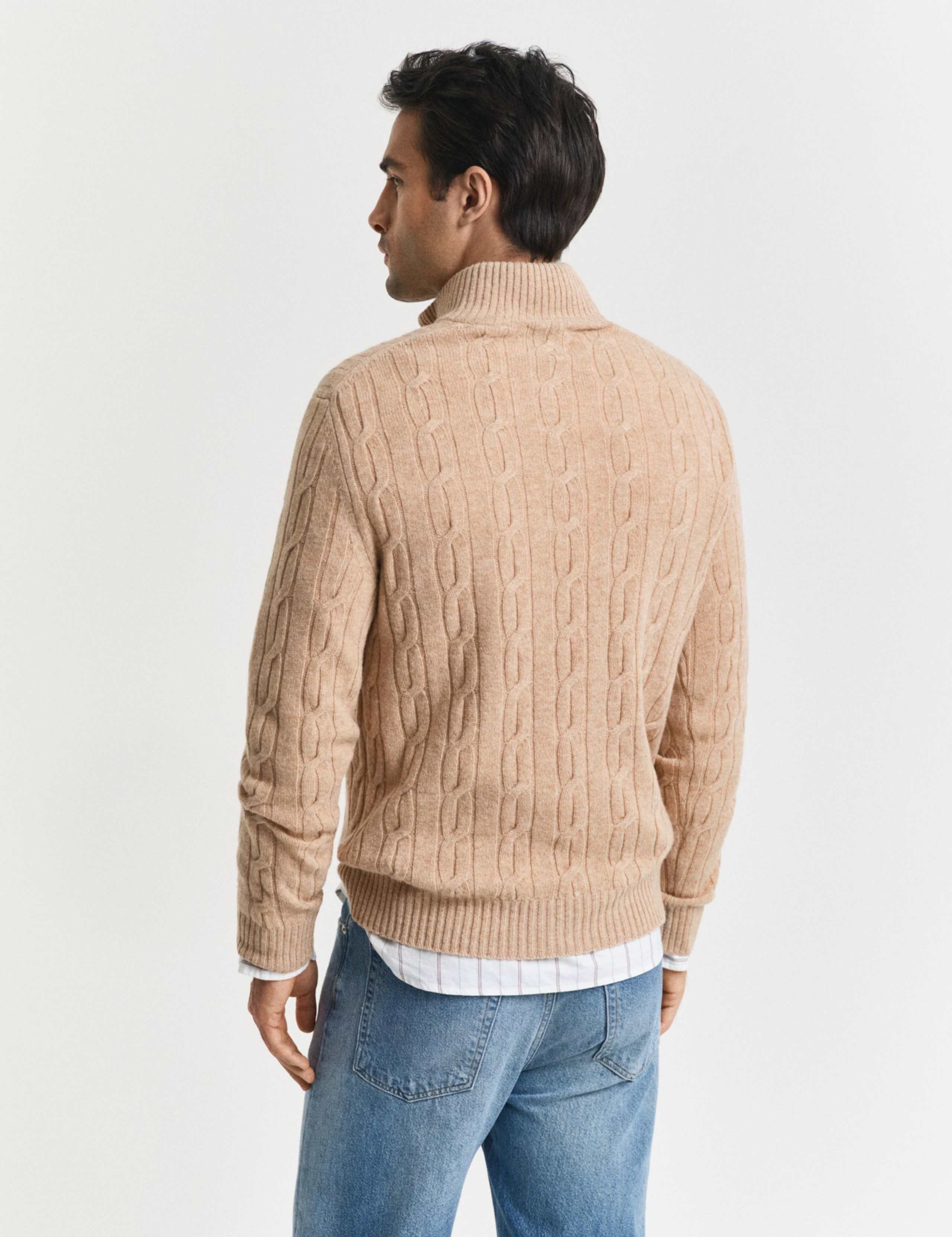 Pure Lambswool Cable Half Zip Jumper 3 of 4
