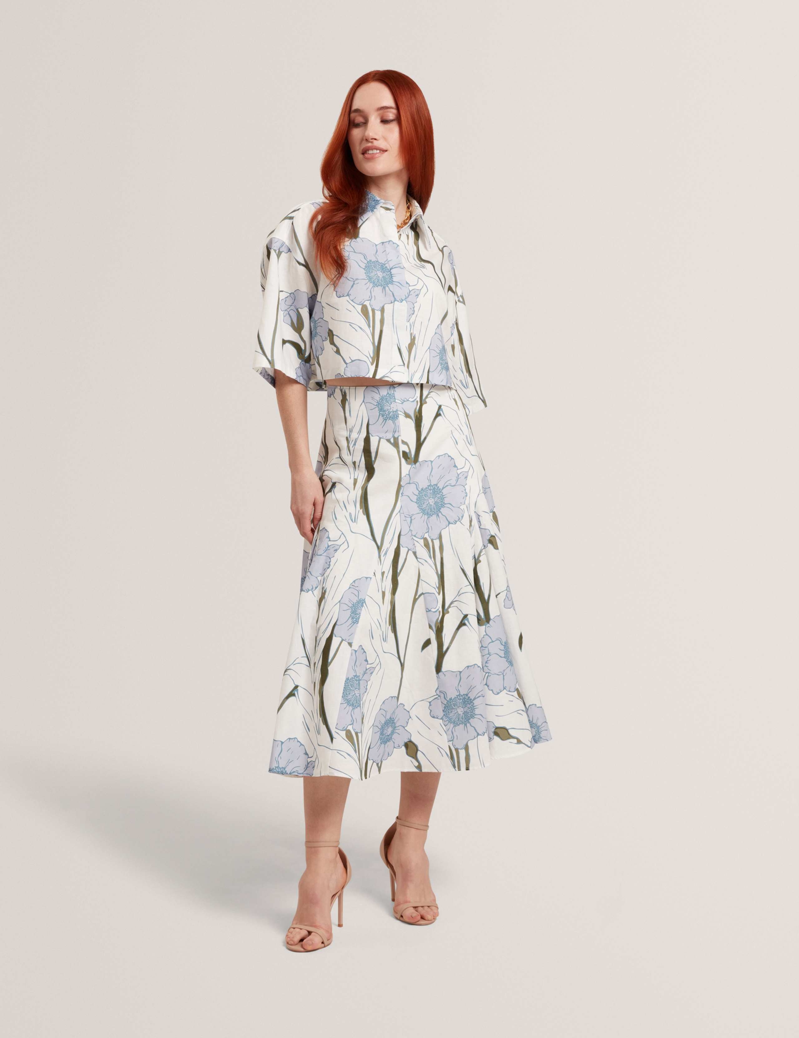 Linen Rich Floral Crop Boxy Top 3 of 6