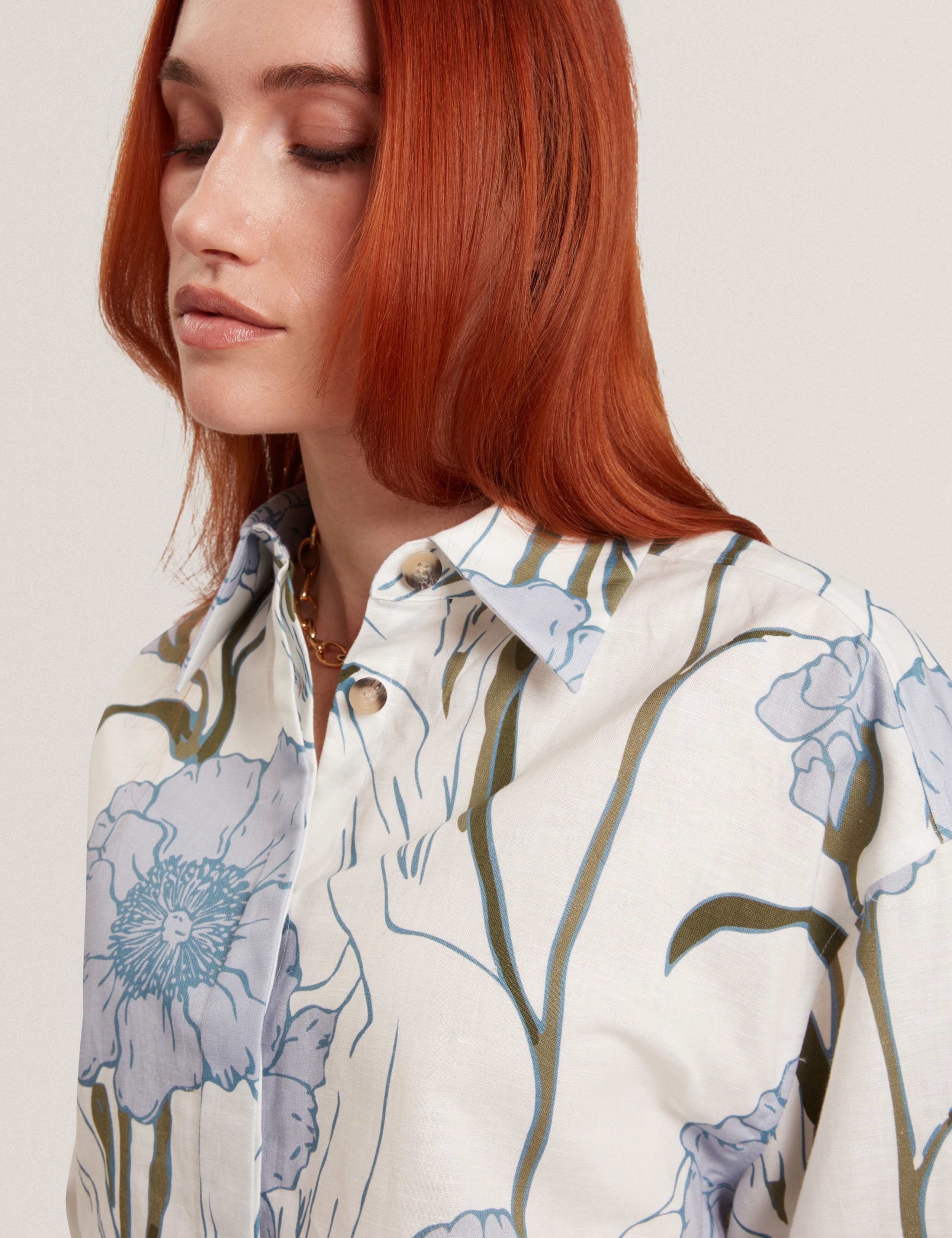 Linen Rich Floral Crop Boxy Top 5 of 6