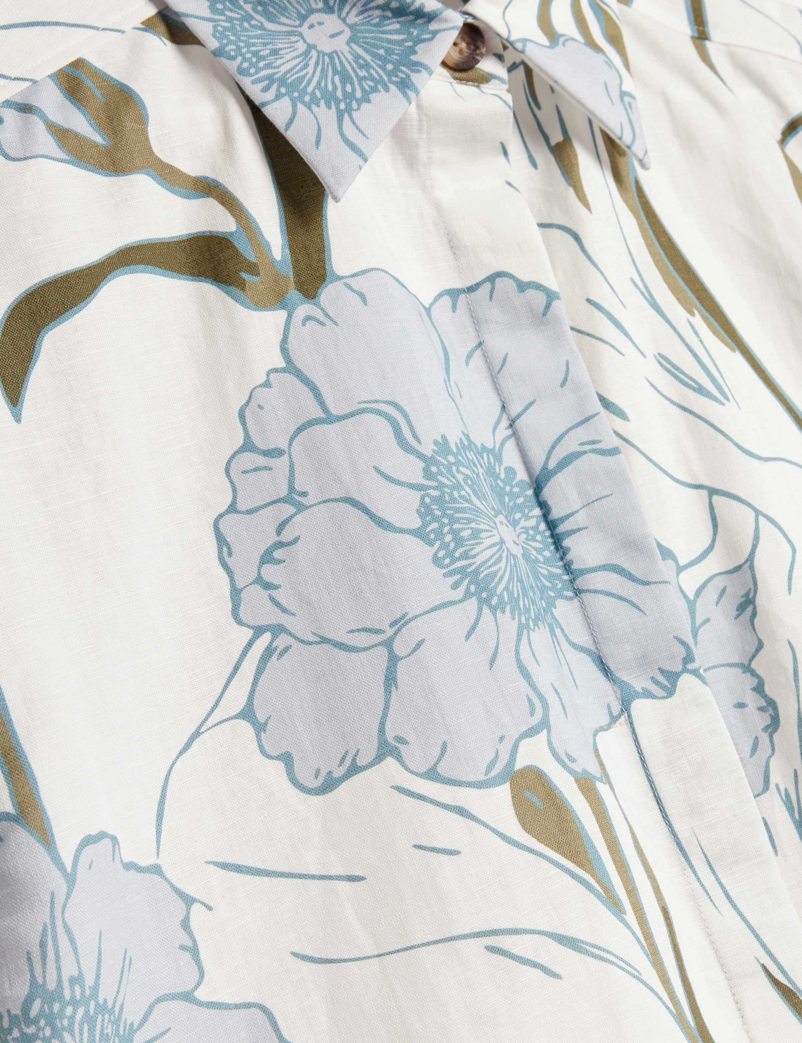 Linen Rich Floral Crop Boxy Top 6 of 6