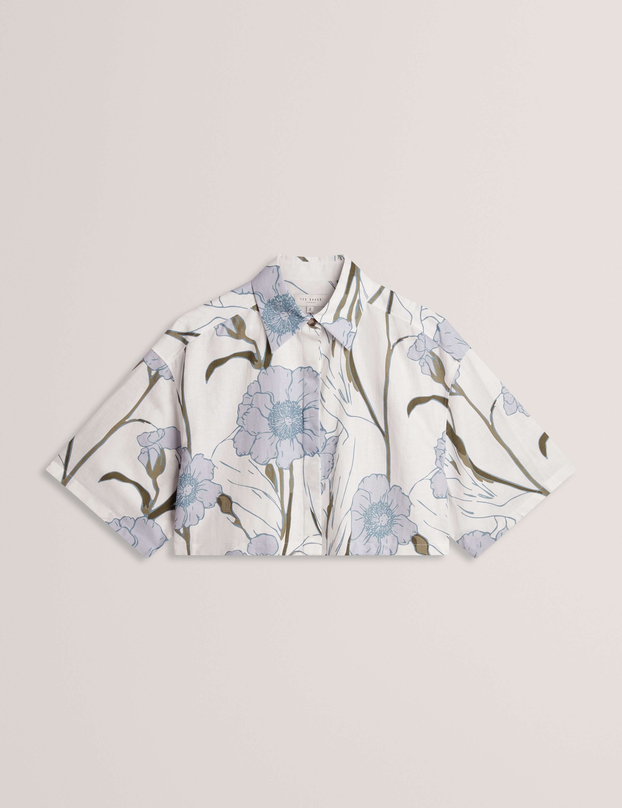 Linen Rich Floral Crop Boxy Top 2 of 6