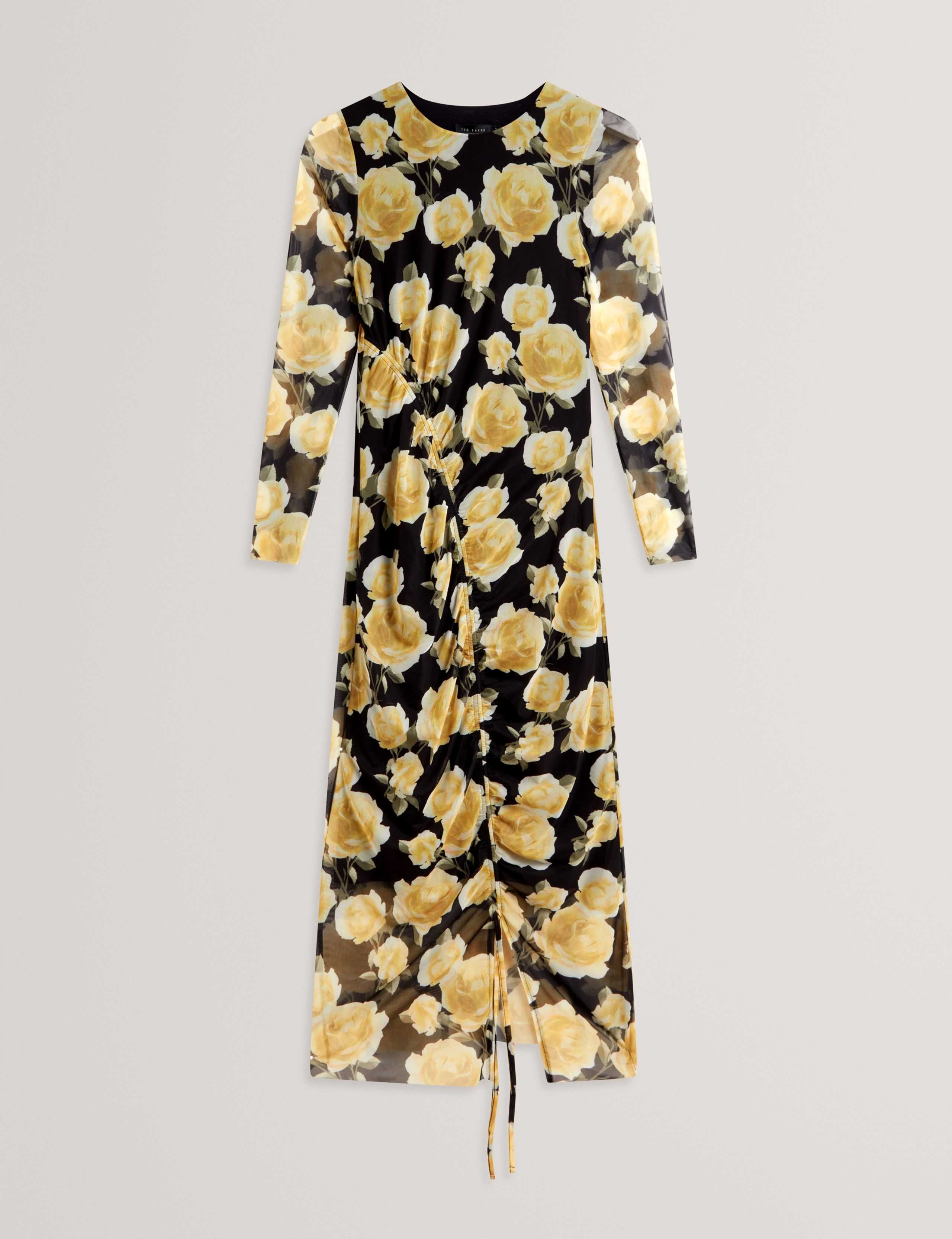 Floral Tie Detail Midi Bodycon Dress 2 of 7