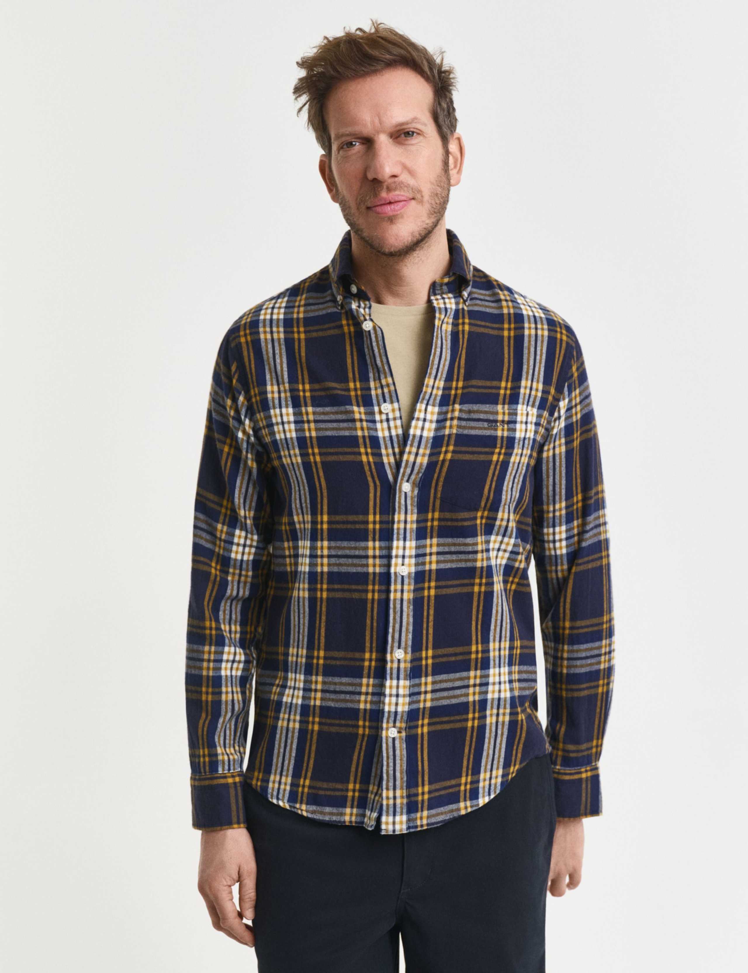 Regular Fit Pure Cotton Flannel Check Shirt 1 of 5