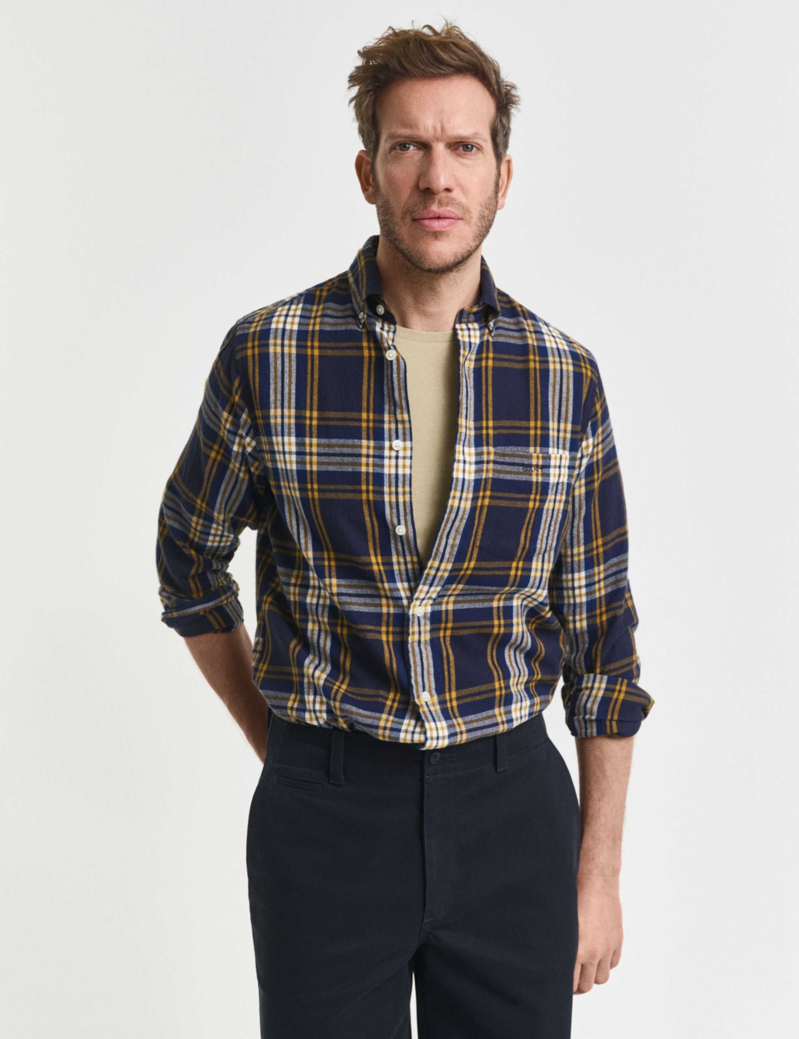 Regular Fit Pure Cotton Flannel Check Shirt 3 of 5