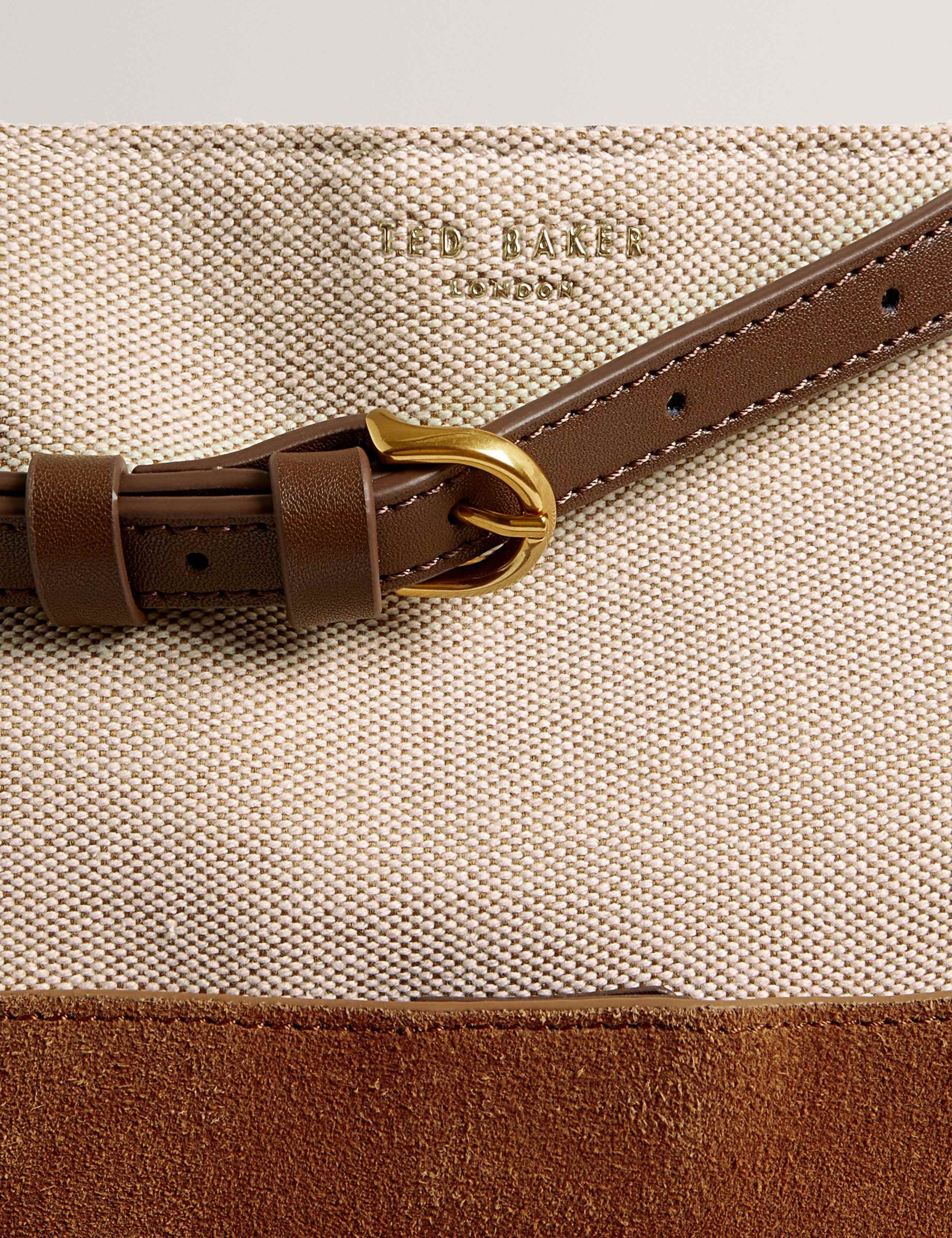 Suede Colour Block Braided Handle Bucket Bag 3 of 6