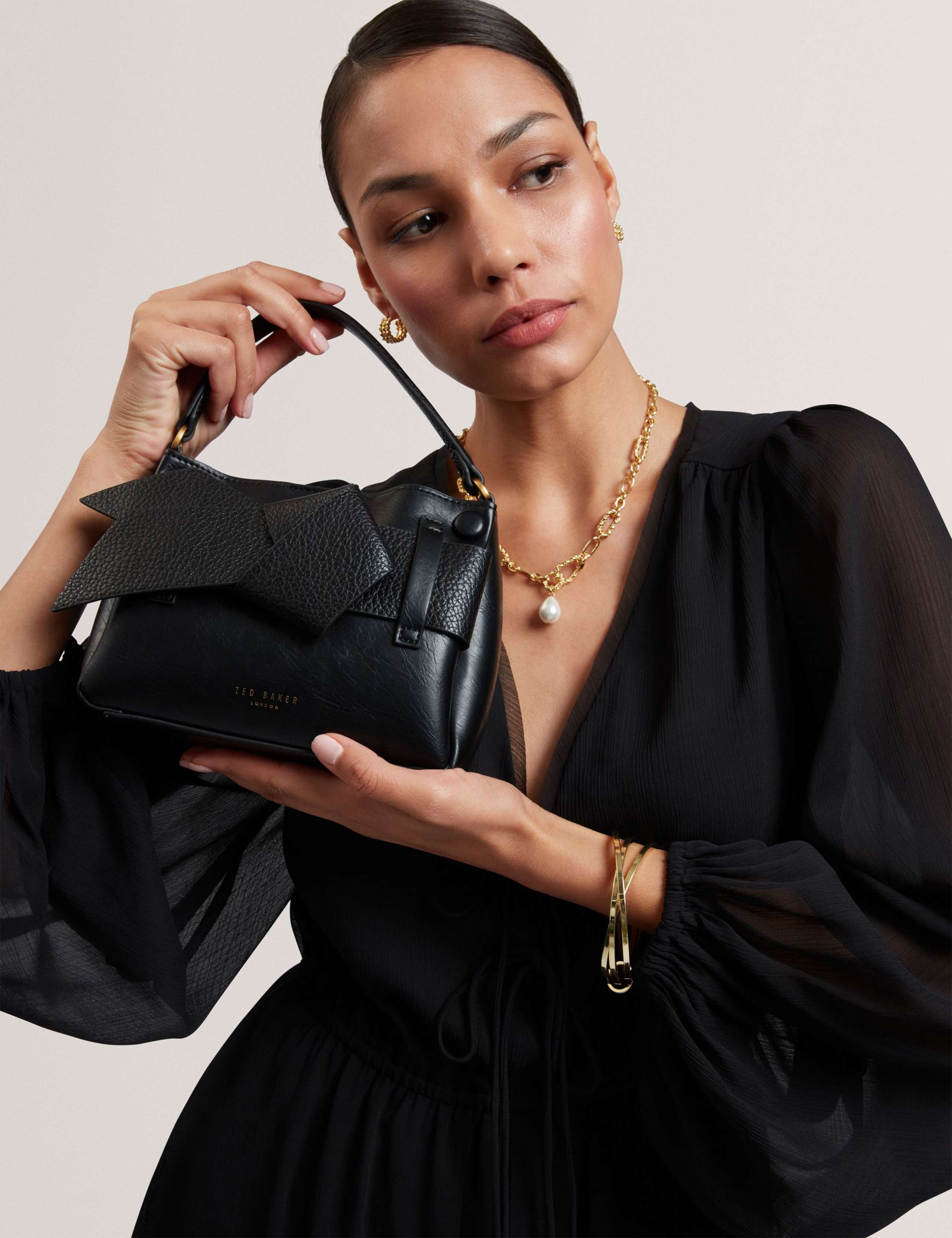 Faux Leather Knot Bow Mini Grab Bag 2 of 5