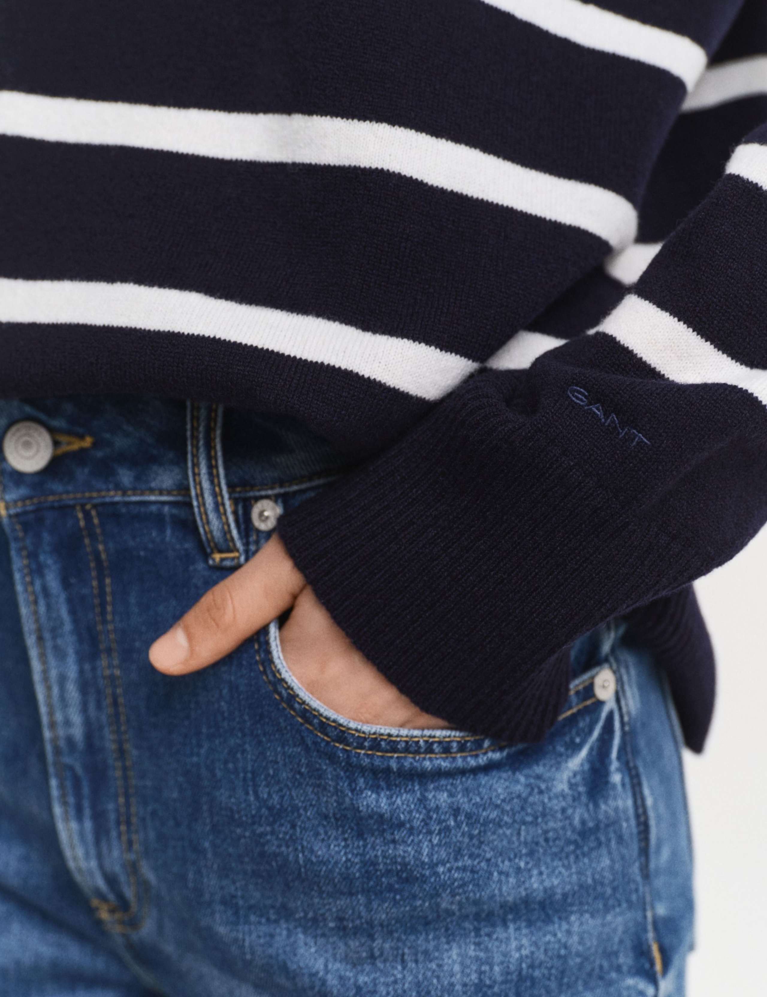 Pure Wool Striped High Neck Jumper 5 of 5