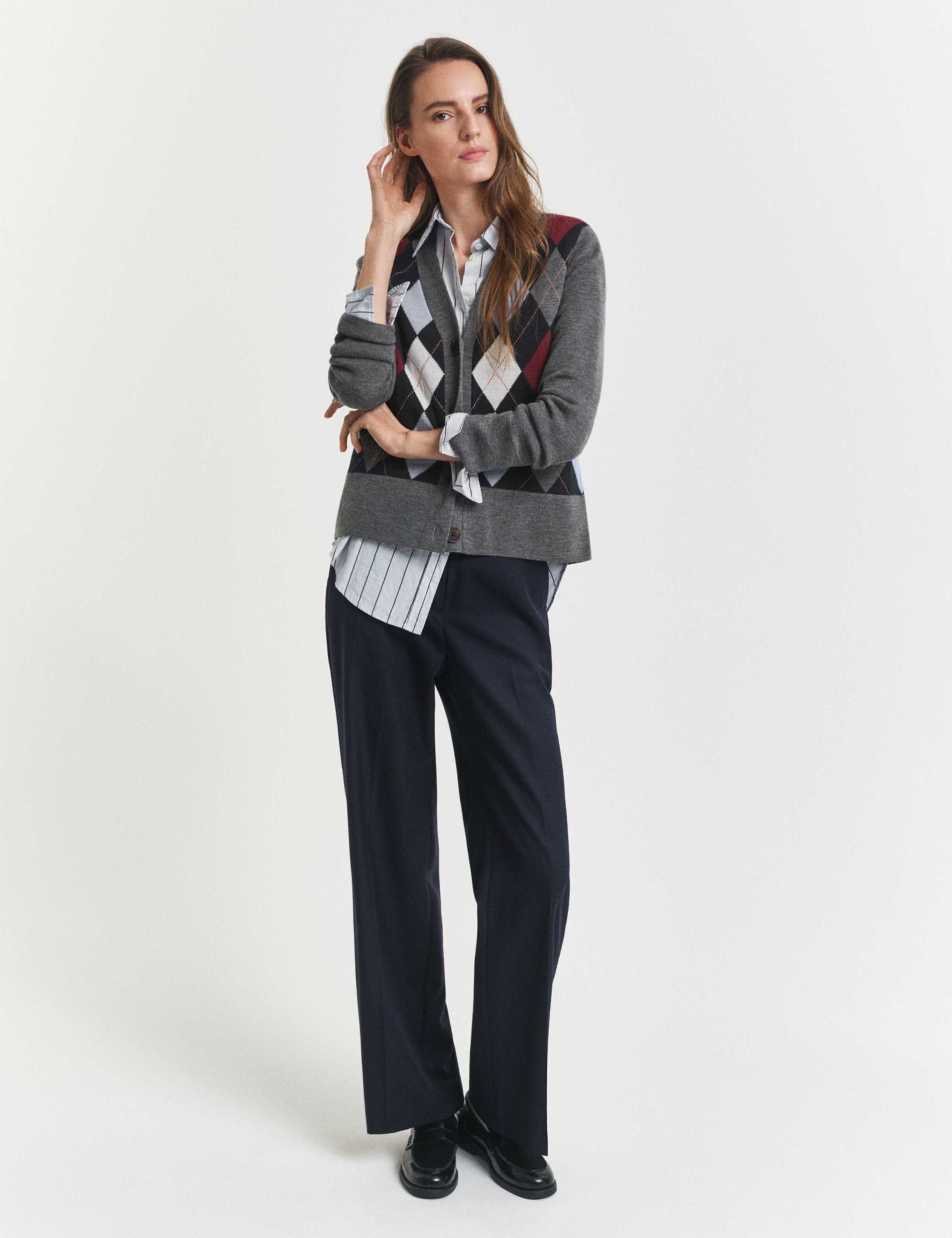 Pure Wool Argyle V-Neck Cardigan 2 of 5