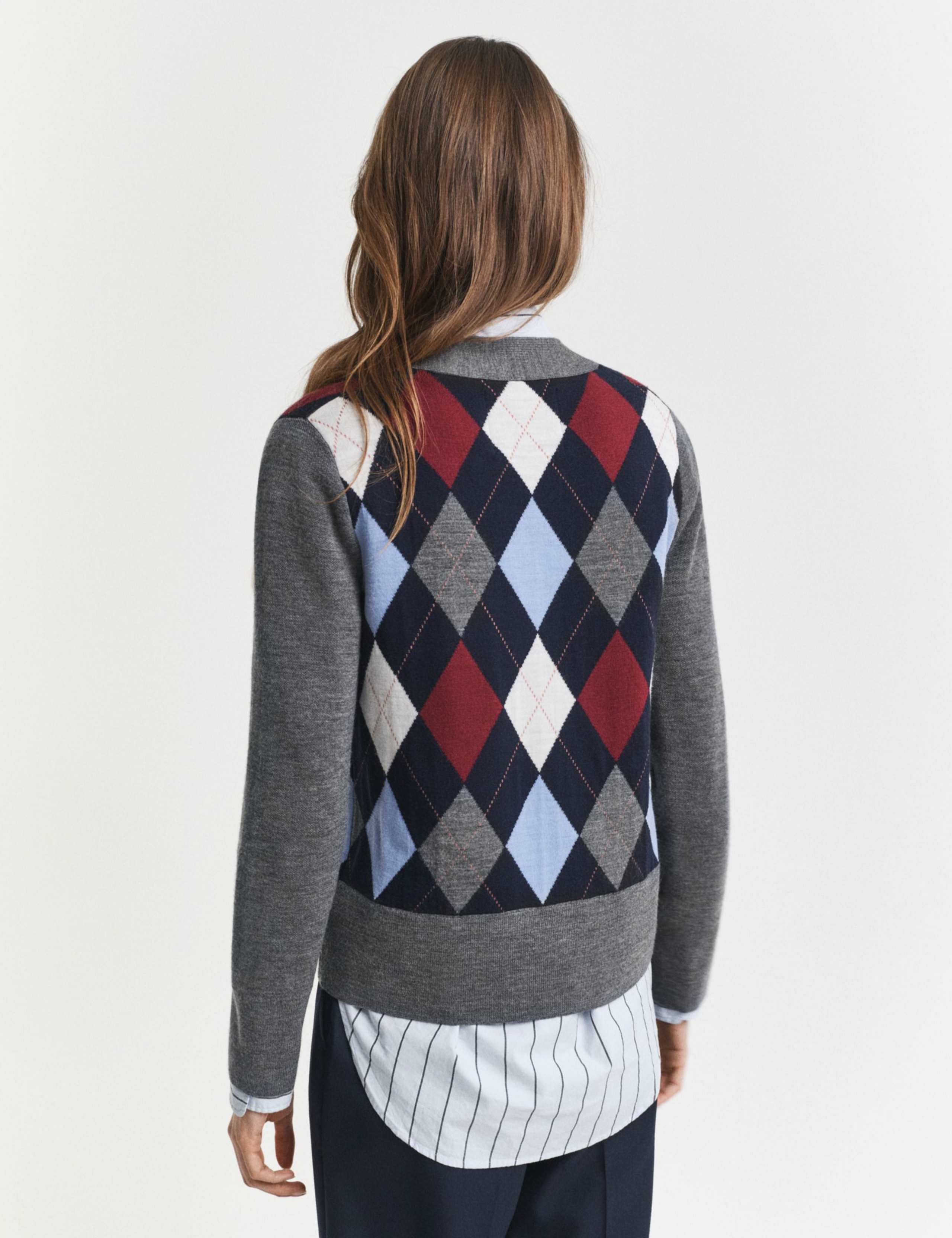 Pure Wool Argyle V-Neck Cardigan 4 of 5