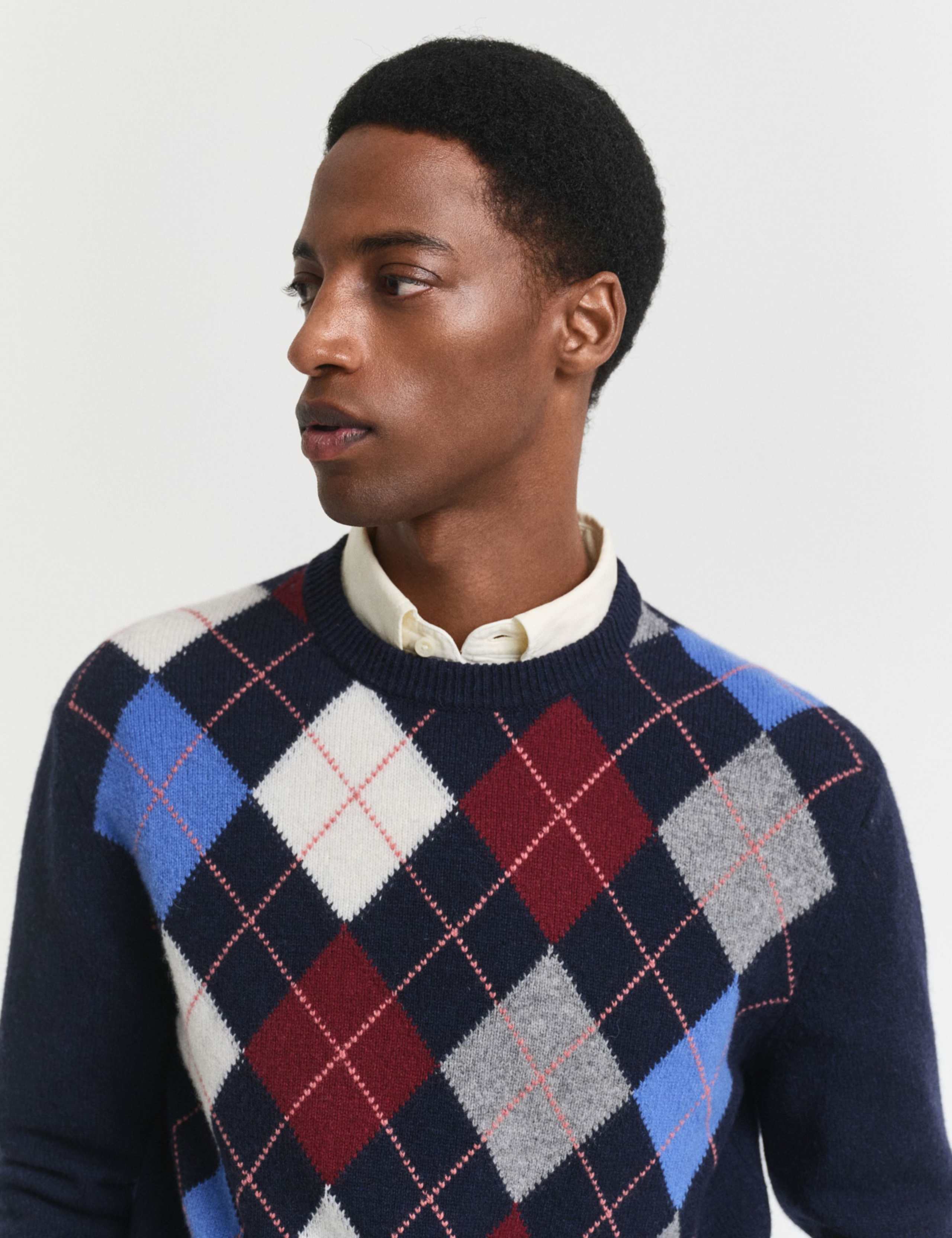 Wool Rich Argyle Crew Neck Jumper 4 of 5