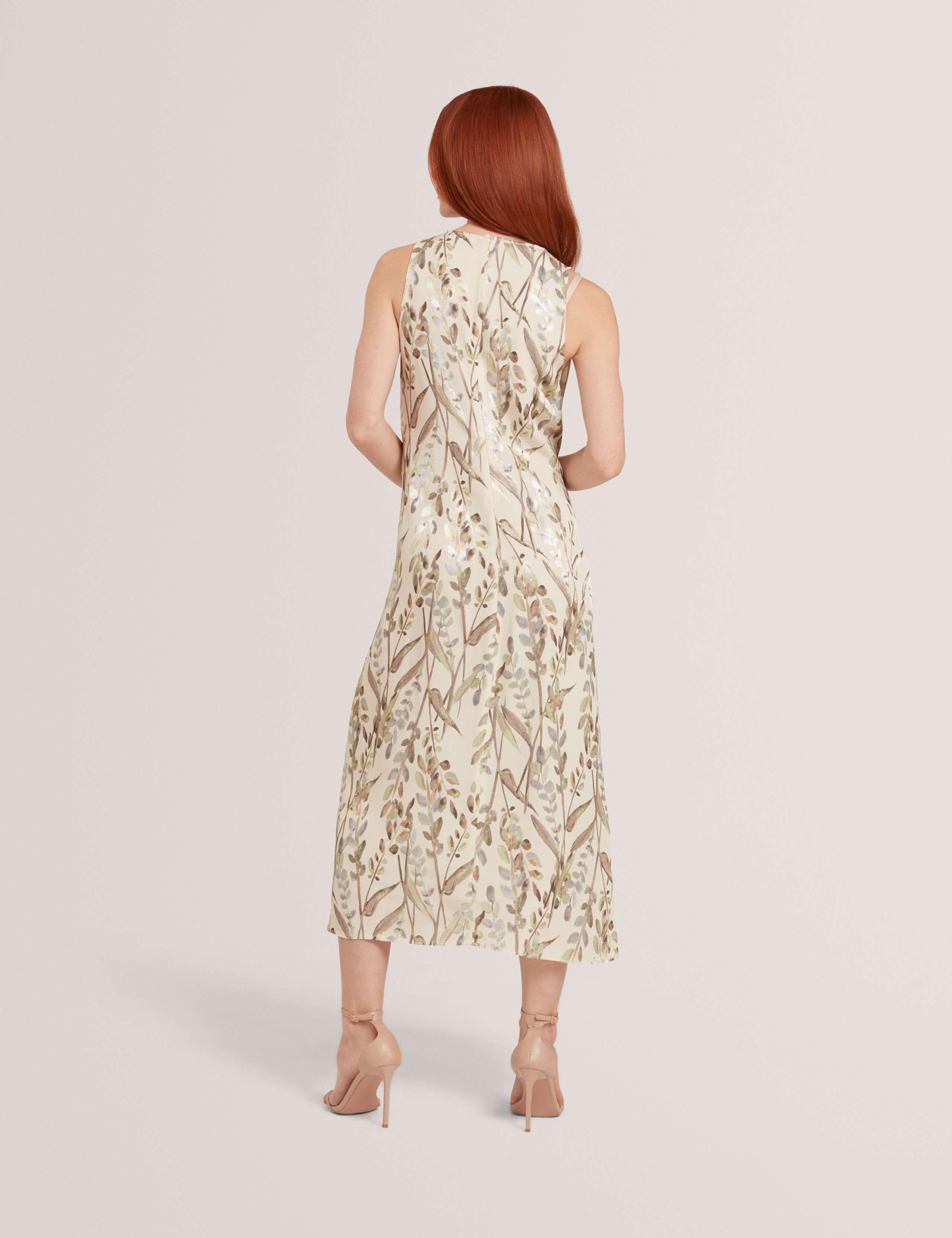 Jacquard Bar Detail Midi Waisted Dress 4 of 6