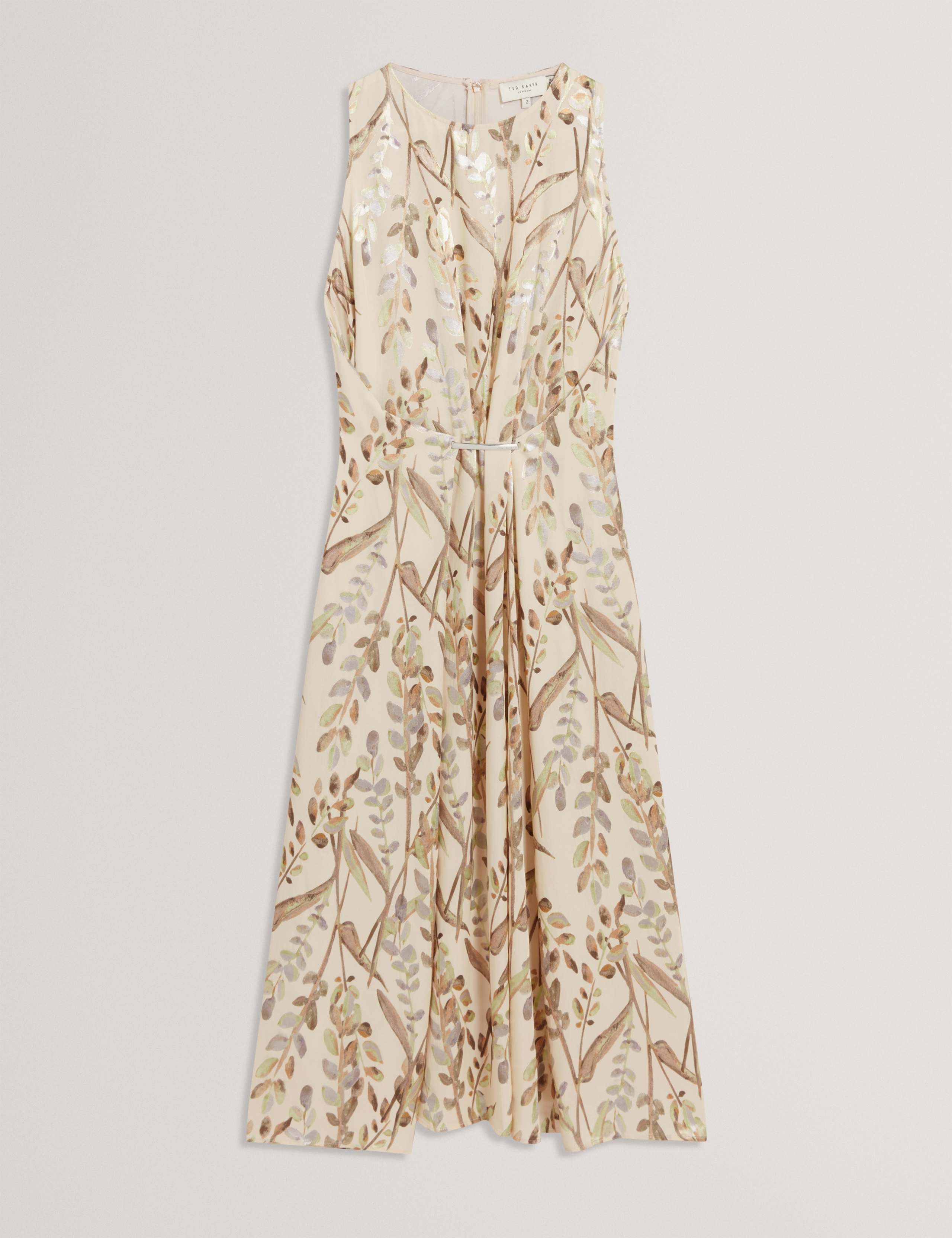 Jacquard Bar Detail Midi Waisted Dress 2 of 6
