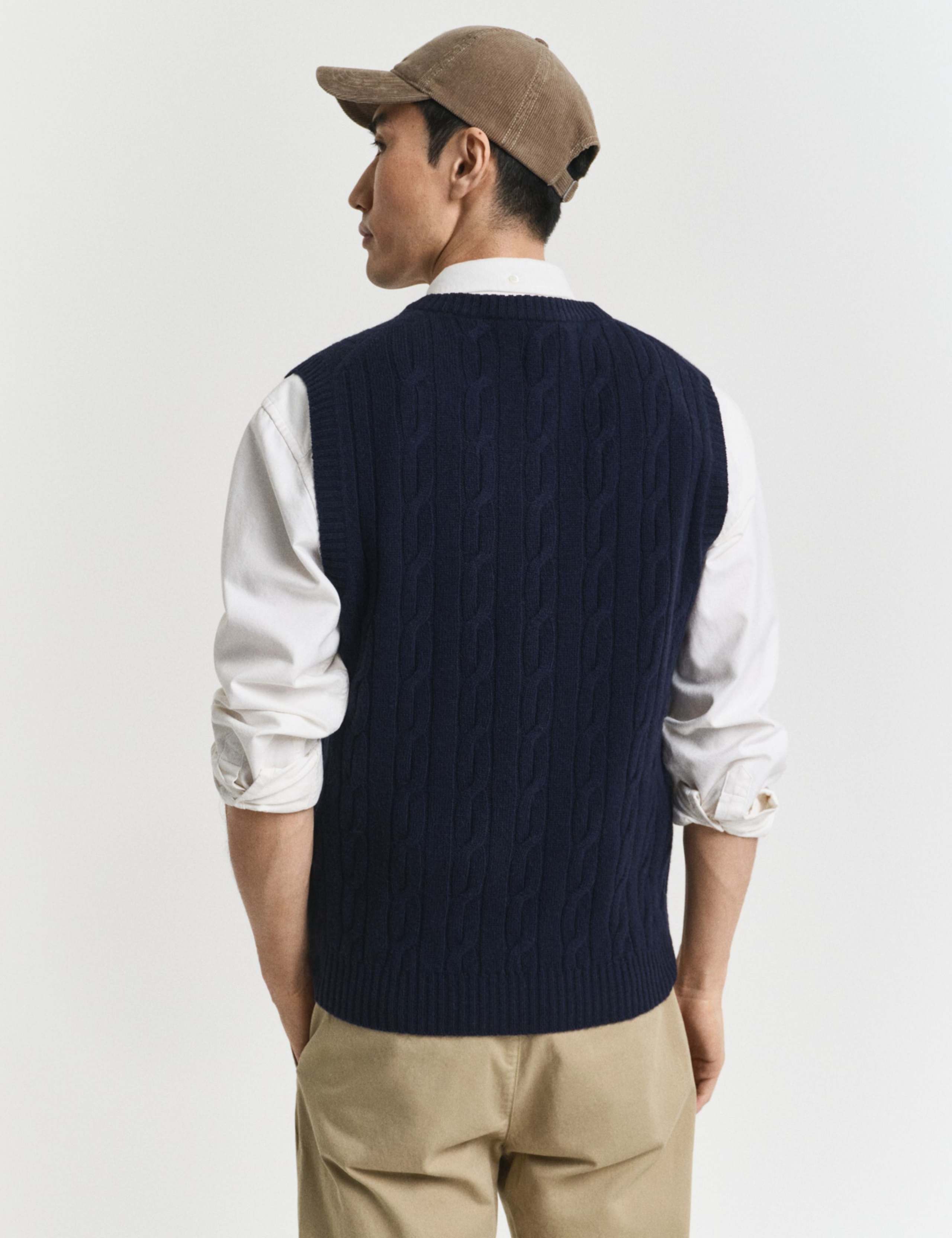 Pure Wool V-Neck Cable Knitted Vest 3 of 4
