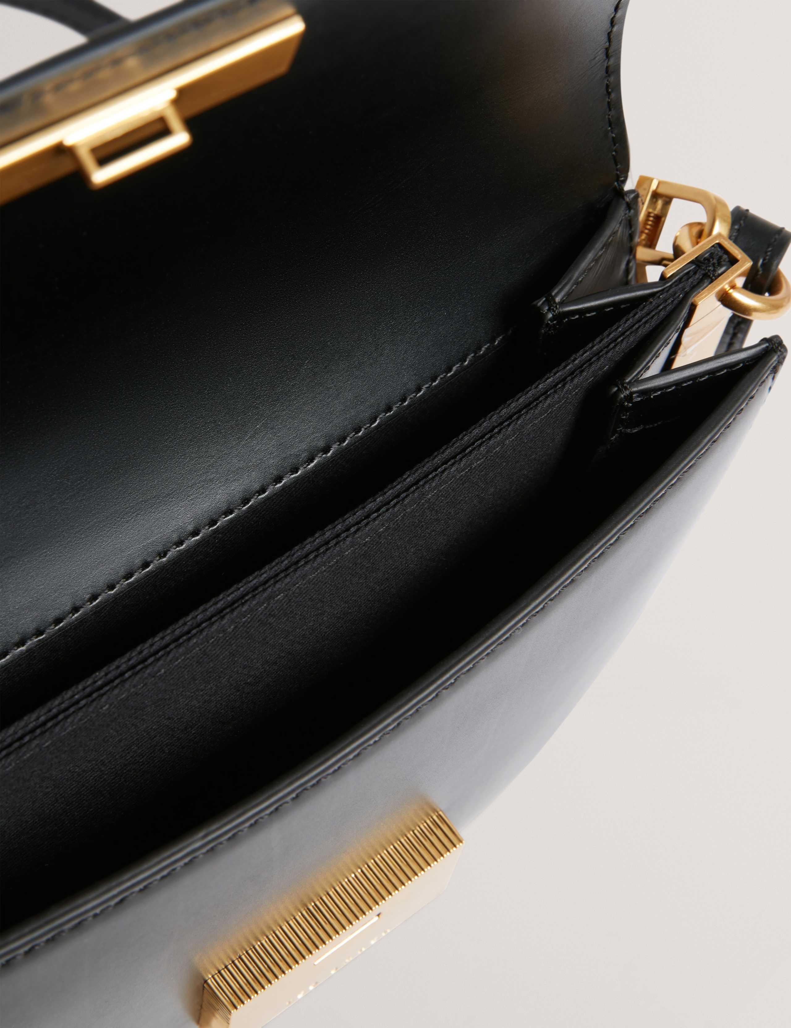 Leather Lock Detail Cross Body Bag 2 of 5