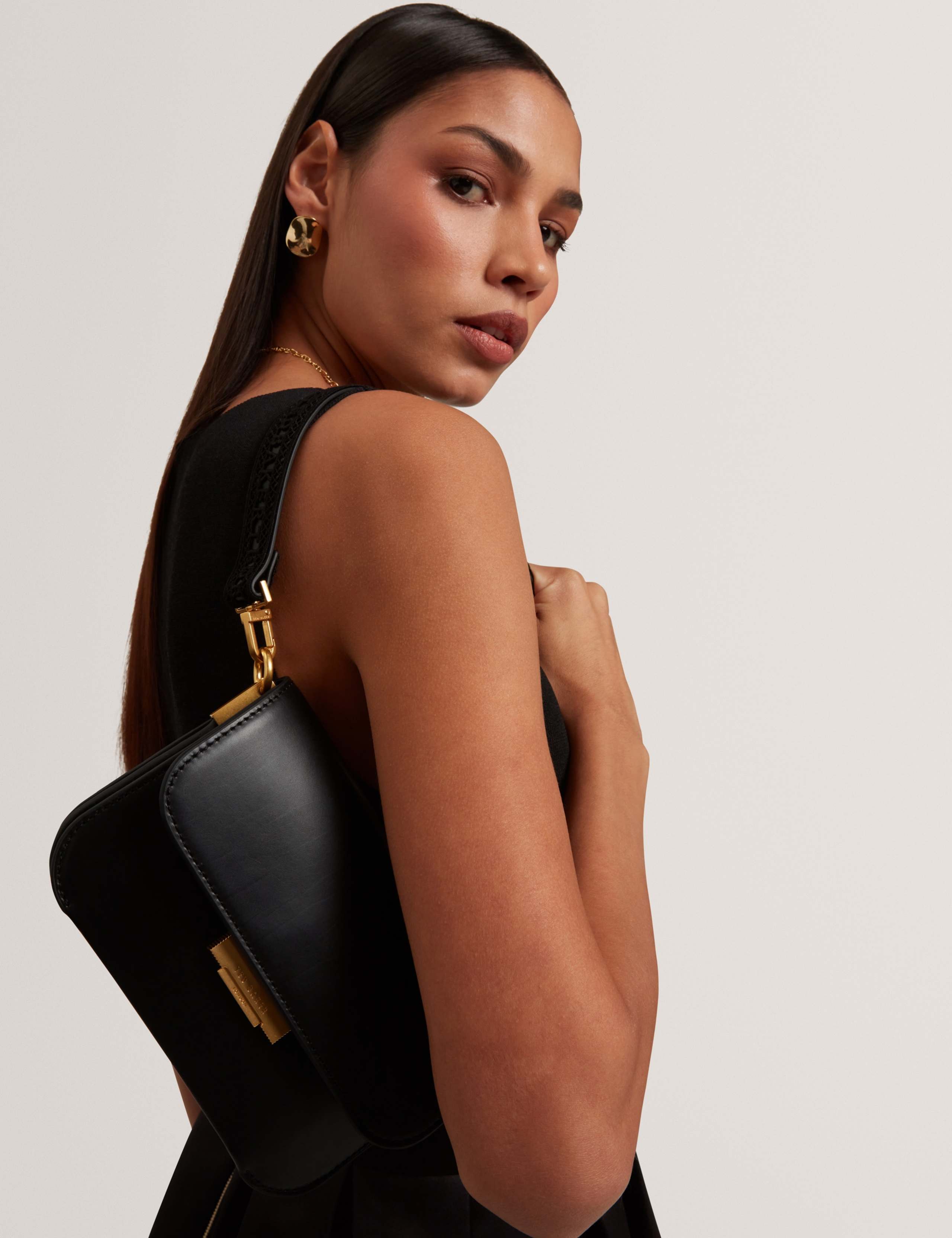 Leather Lock Detail Cross Body Bag 4 of 5