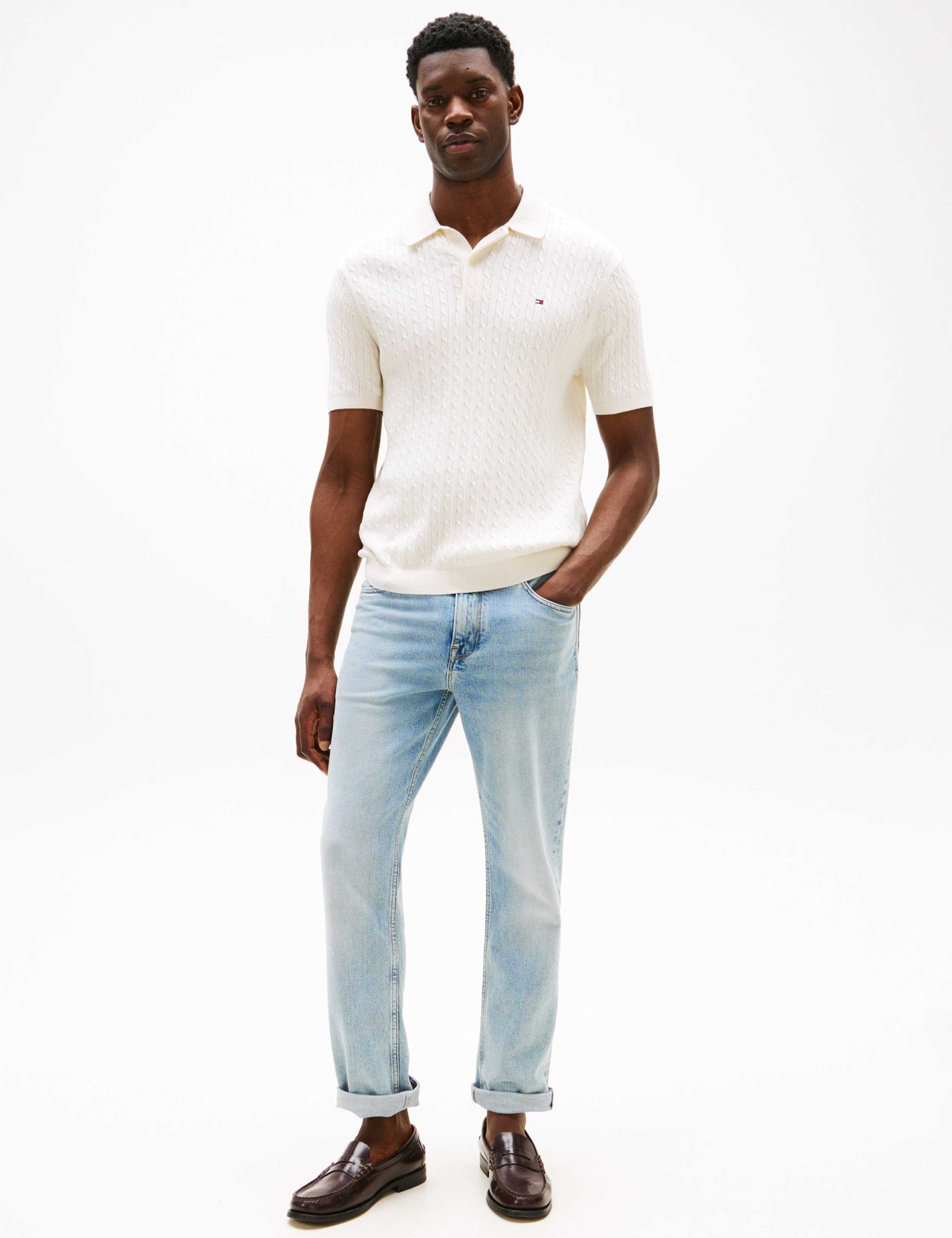 Pure Cotton Cable Knit Polo Shirt 3 of 4