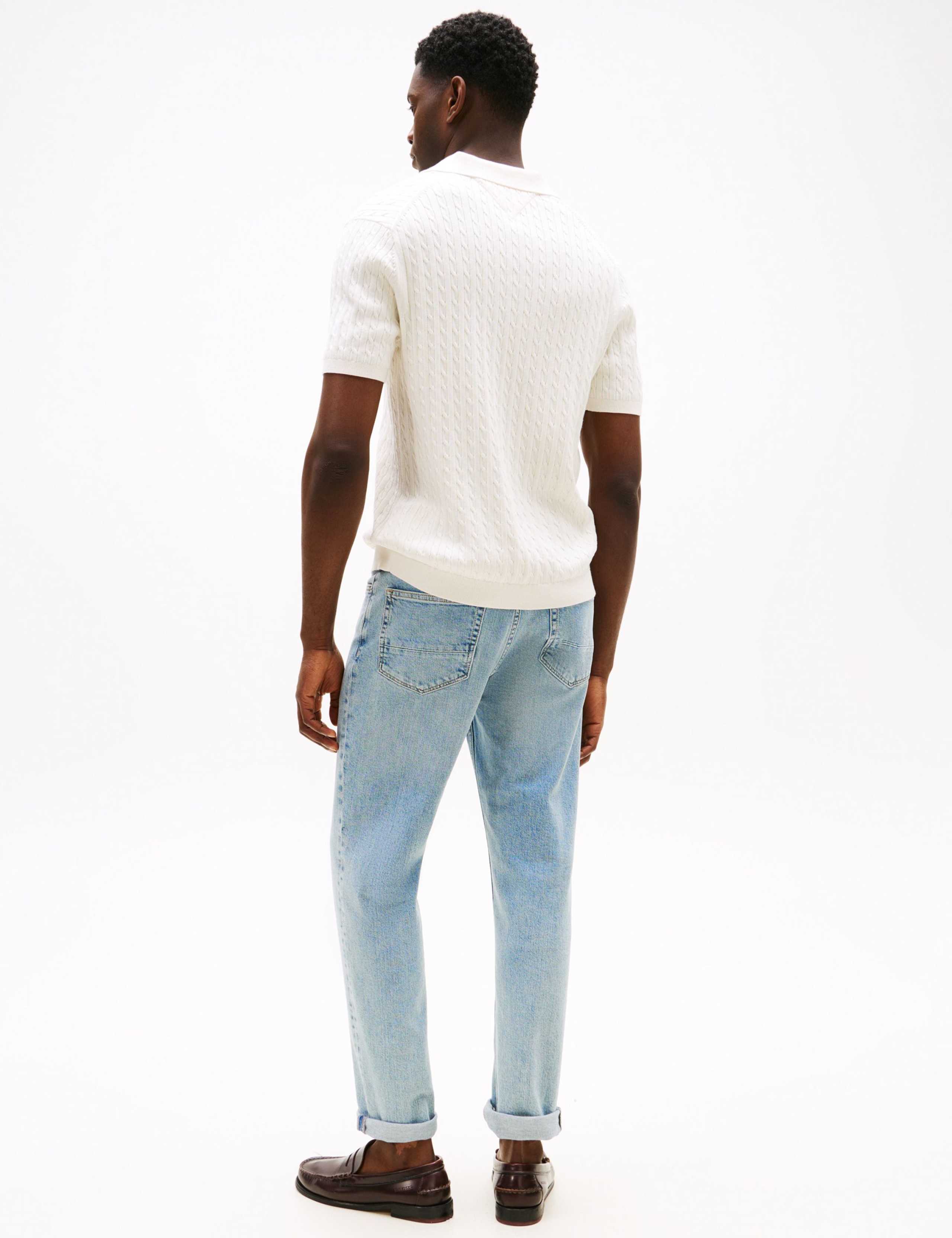 Pure Cotton Cable Knit Polo Shirt 4 of 4