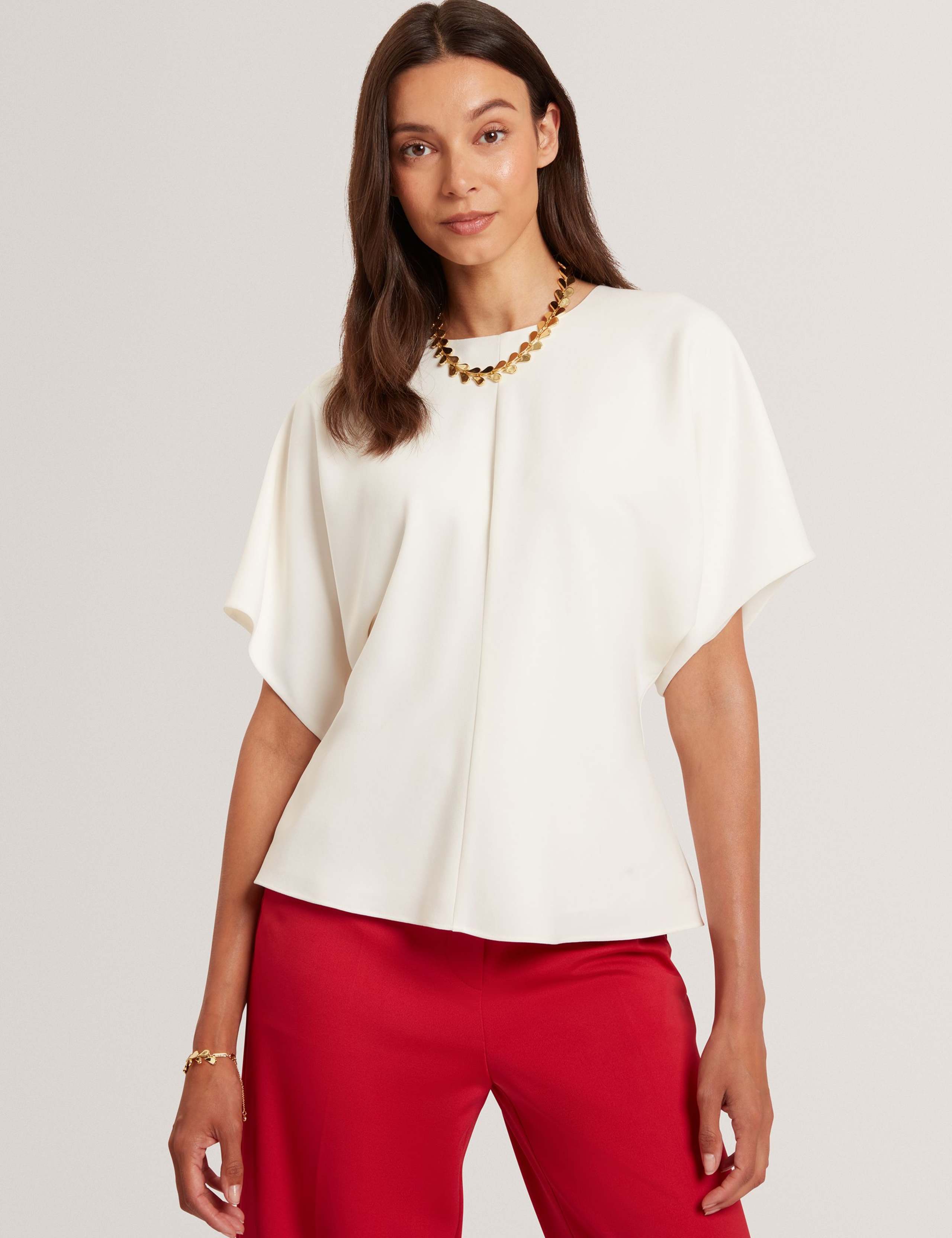 Crepe Crew Neck Waisted Top 2 of 4