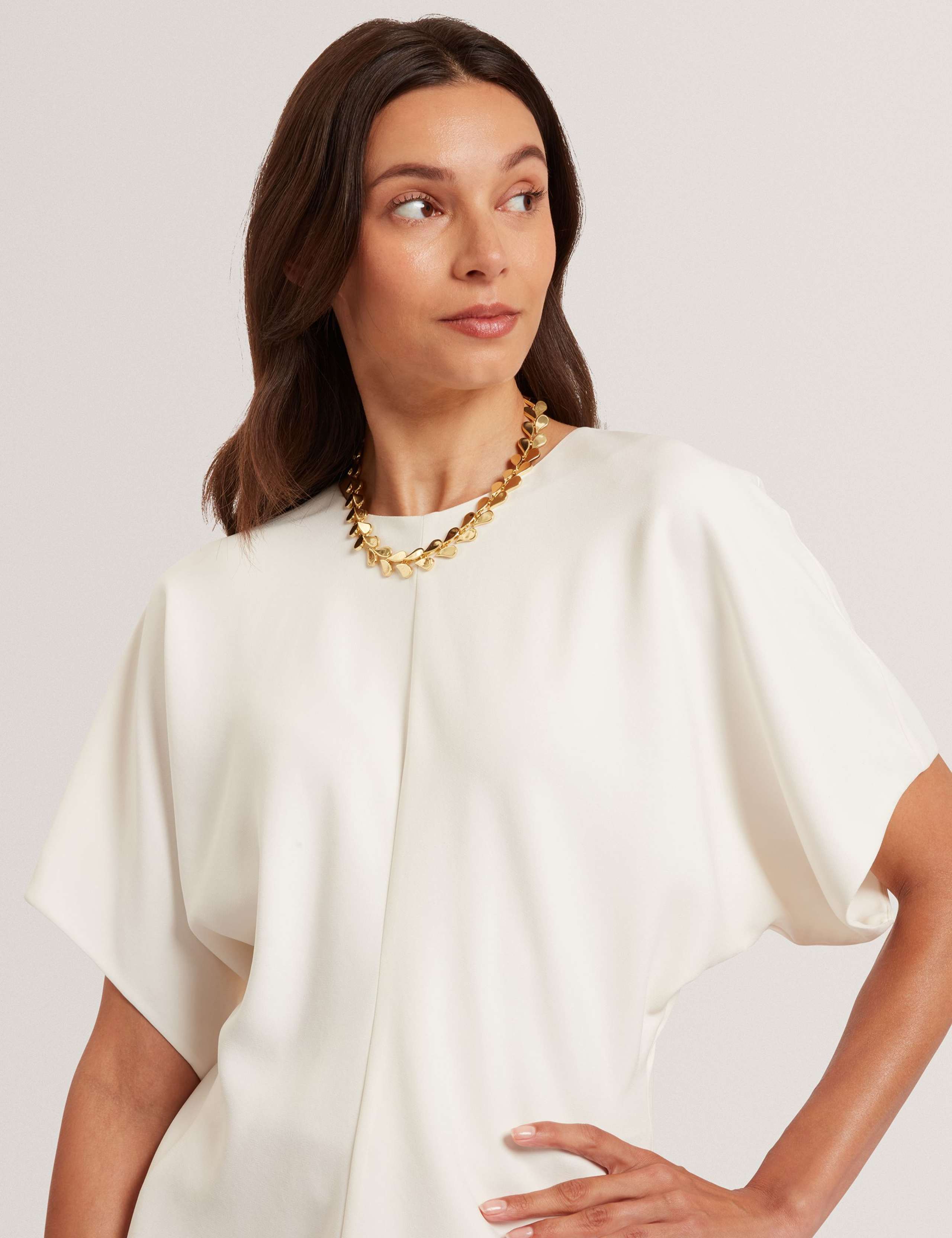 Crepe Crew Neck Waisted Top 3 of 4