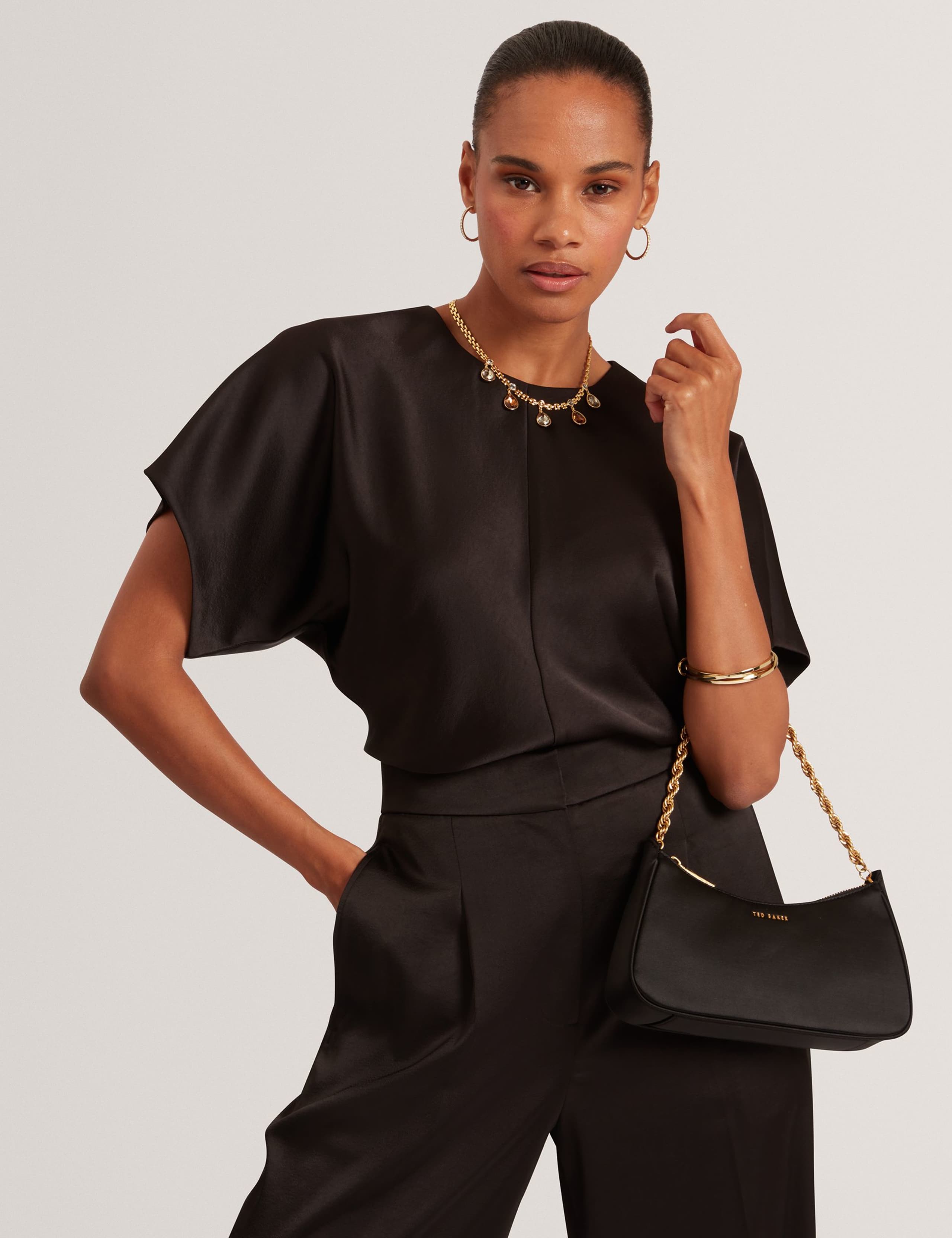 Crepe Crew Neck Waisted Top 2 of 4