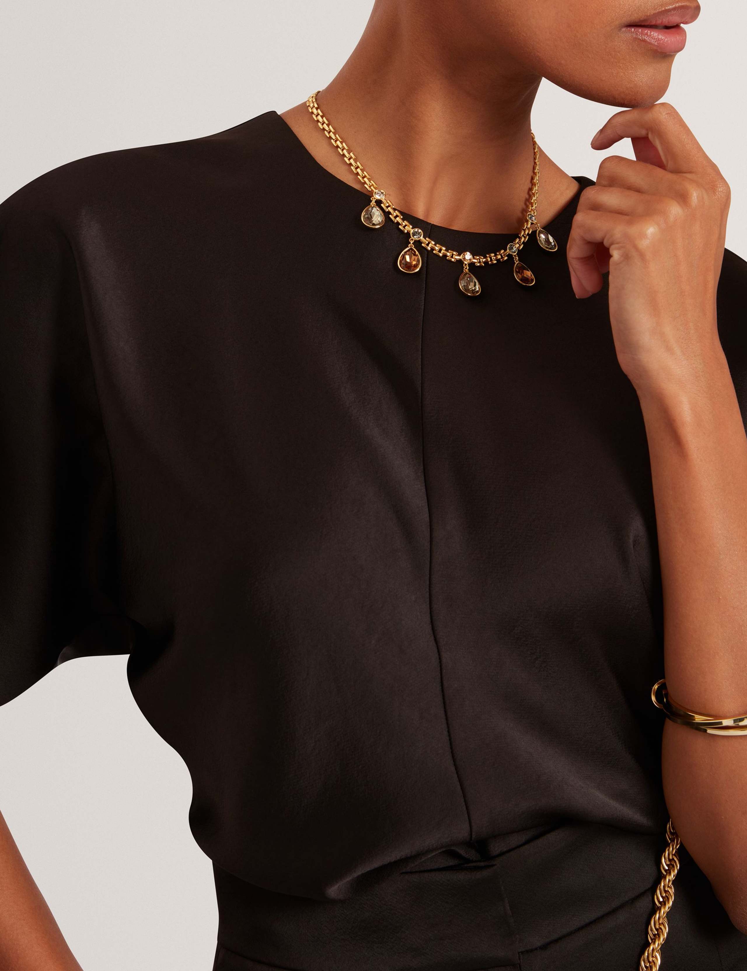 Crepe Crew Neck Waisted Top 3 of 4